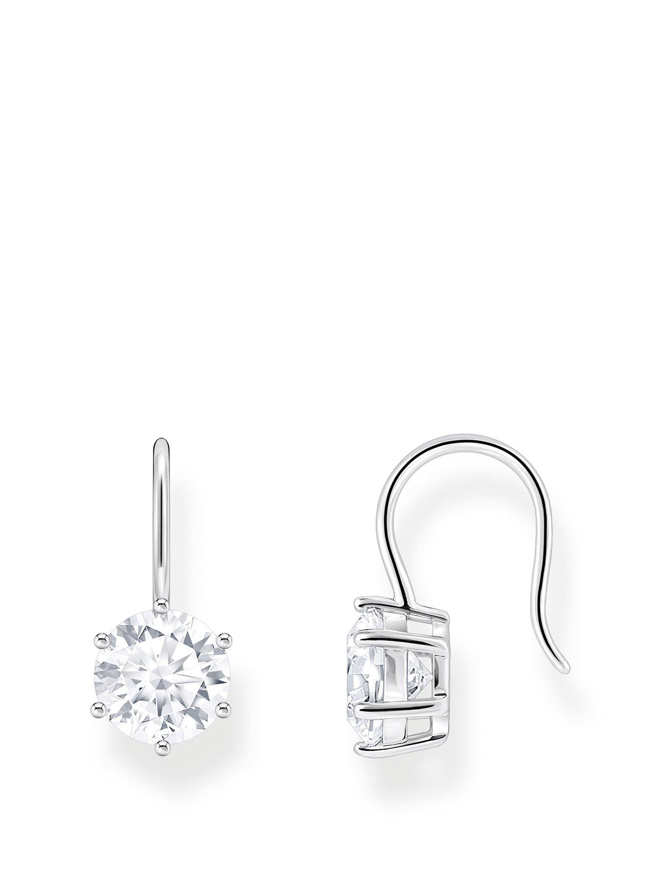 undefined Large zirconia stone earrings: elegant, versatile, silver.