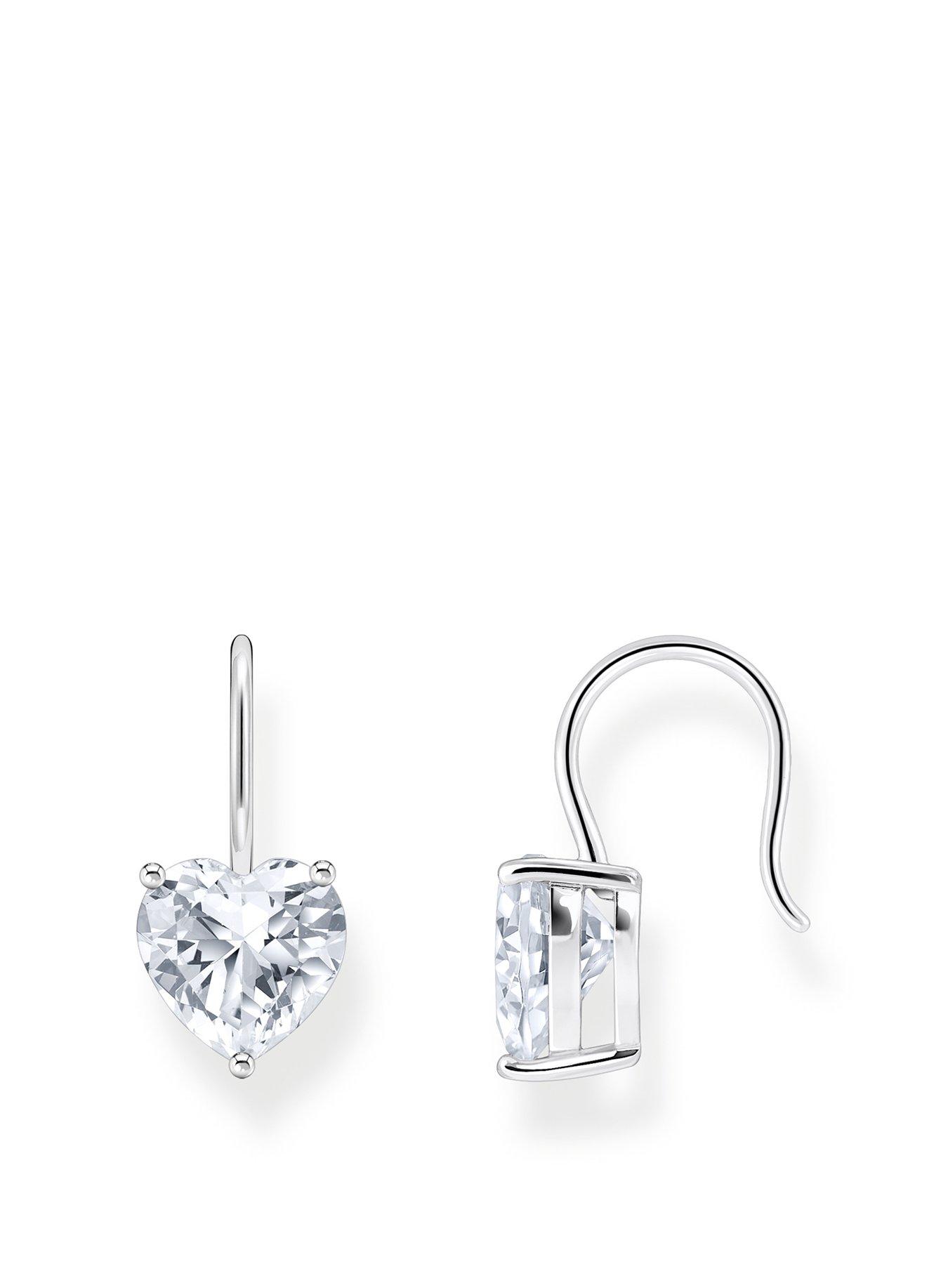 Product photograph of Thomas Sabo Large Zirconia Heart Earrings Romantic Versatile Silver from very.co.uk