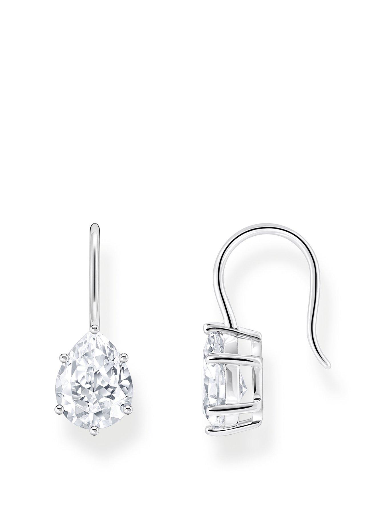 Product photograph of Thomas Sabo Large Zirconia Drop Earrings Elegant Versatile Silver from very.co.uk