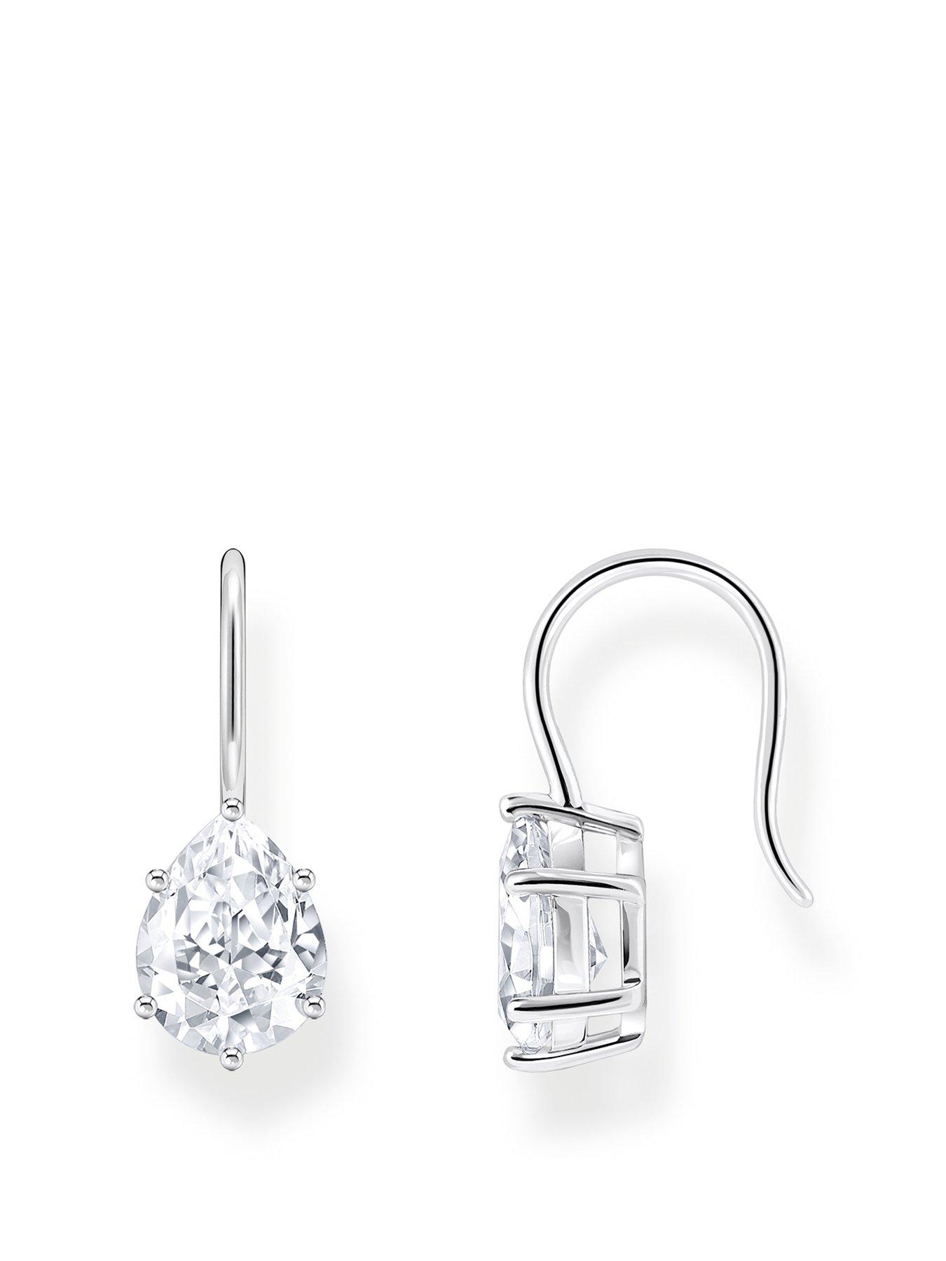 undefined Large zirconia drop earrings: elegant, versatile, silver