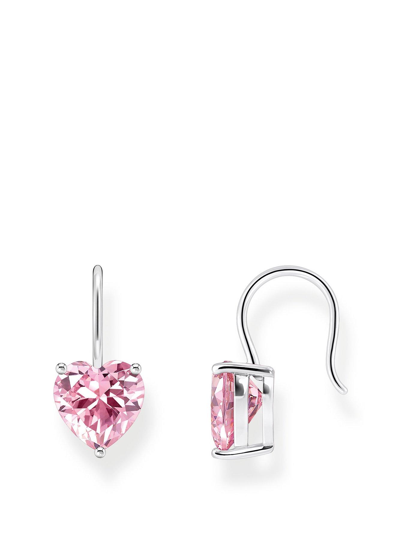 Product photograph of Thomas Sabo Large Zirconia Heart Earrings Romantic Versatile Recycled Silver from very.co.uk