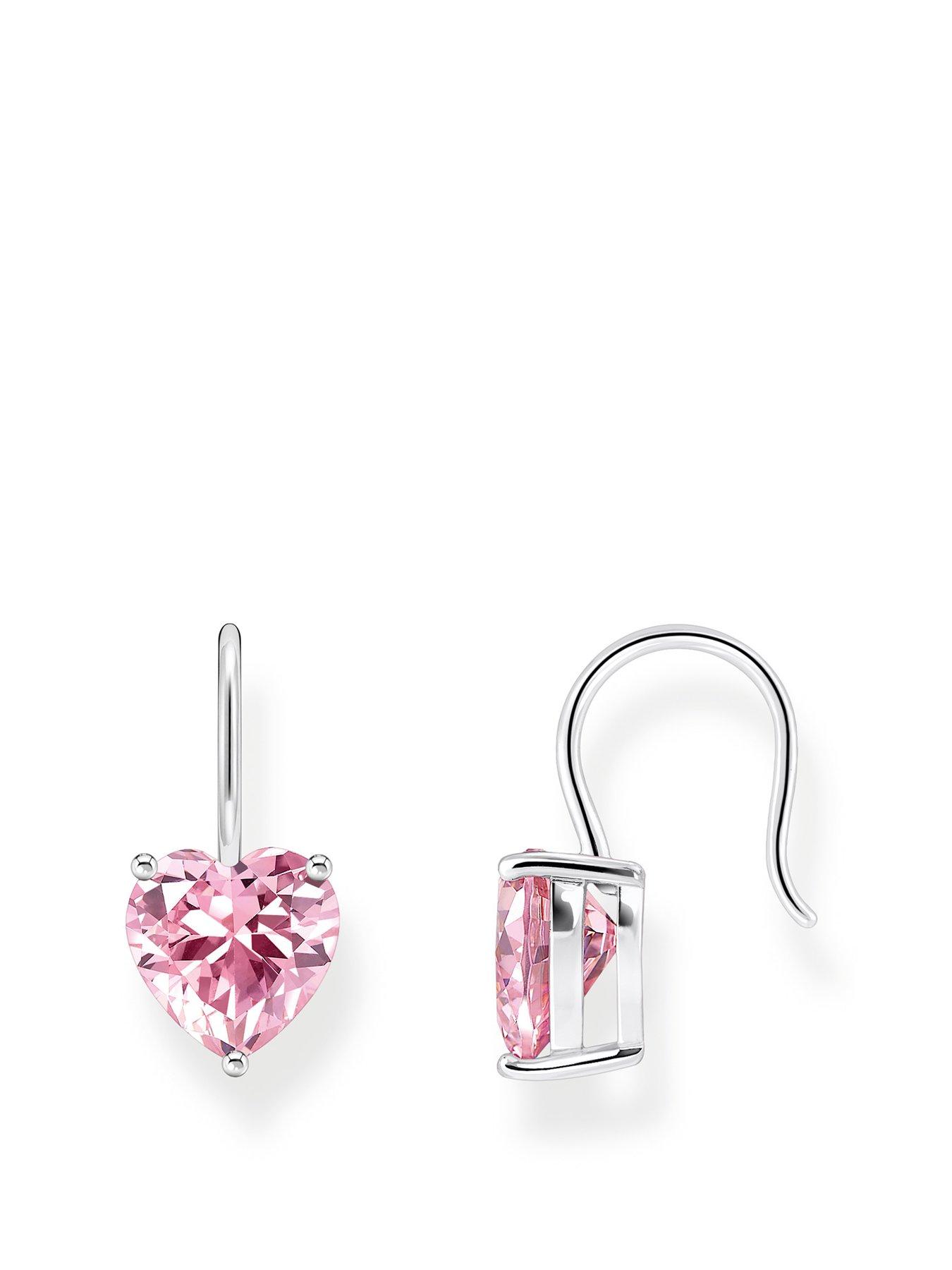 undefined Large zirconia heart earrings: romantic, versatile, silver