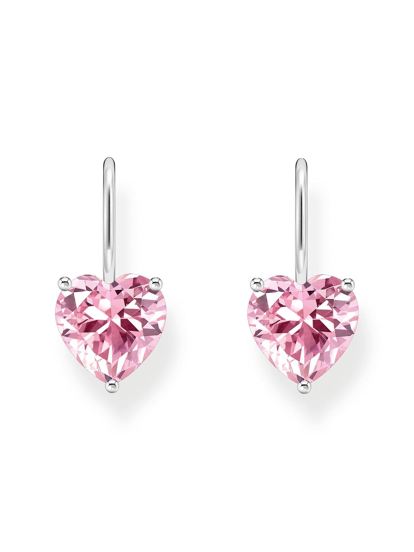 Image 3 of 3 of Thomas Sabo Large zirconia heart earrings: romantic, versatile,&nbsp;silver