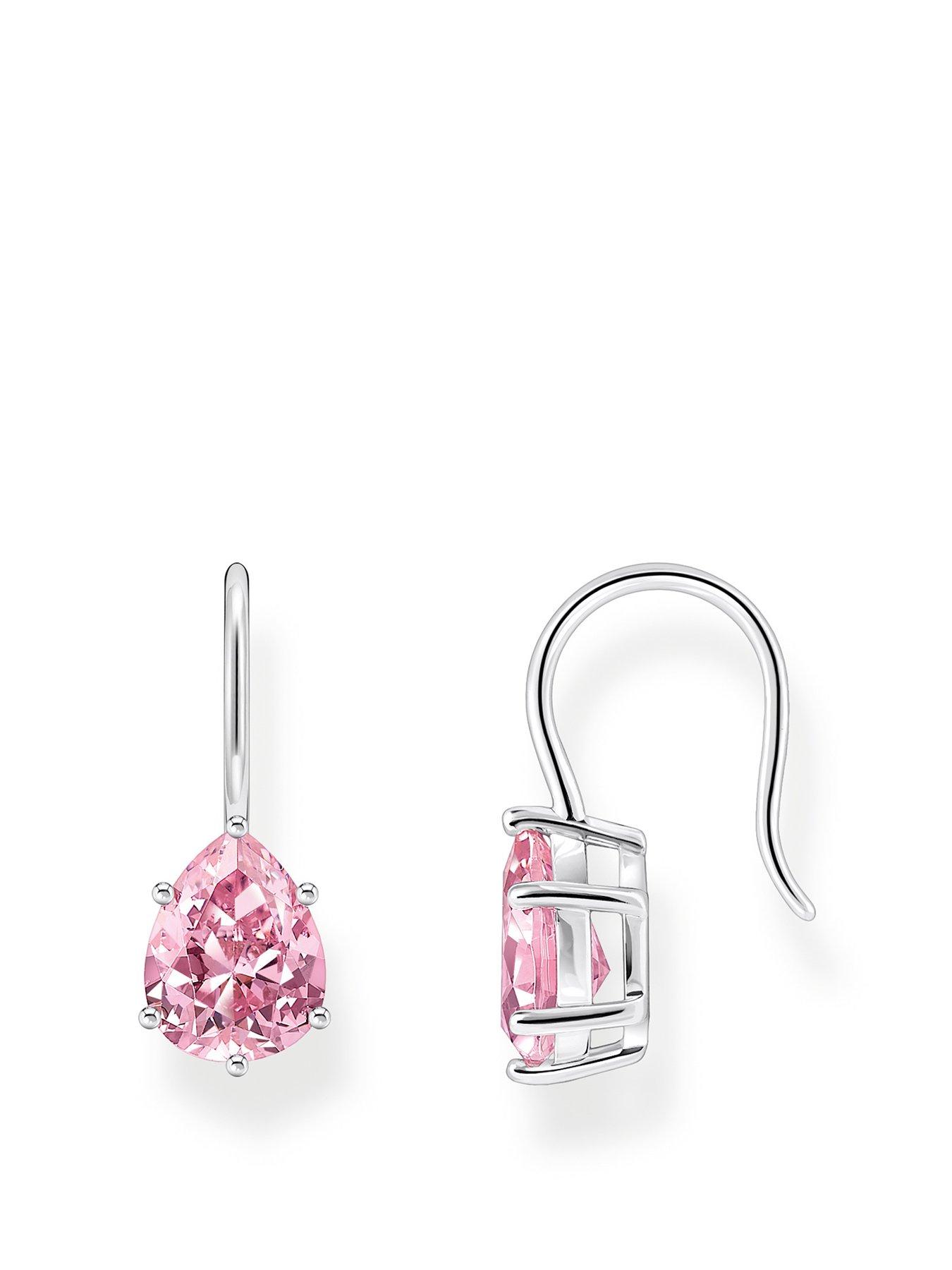 undefined Large pink zirconia drop earrings: elegant, versatile, silver