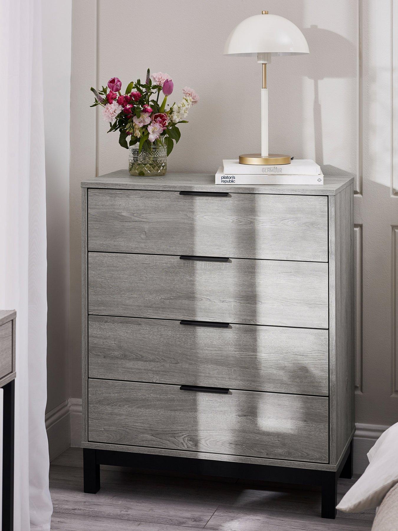 Product photograph of Julian Bowen Bali 4 Drawer Chest - Grey Oak from very.co.uk