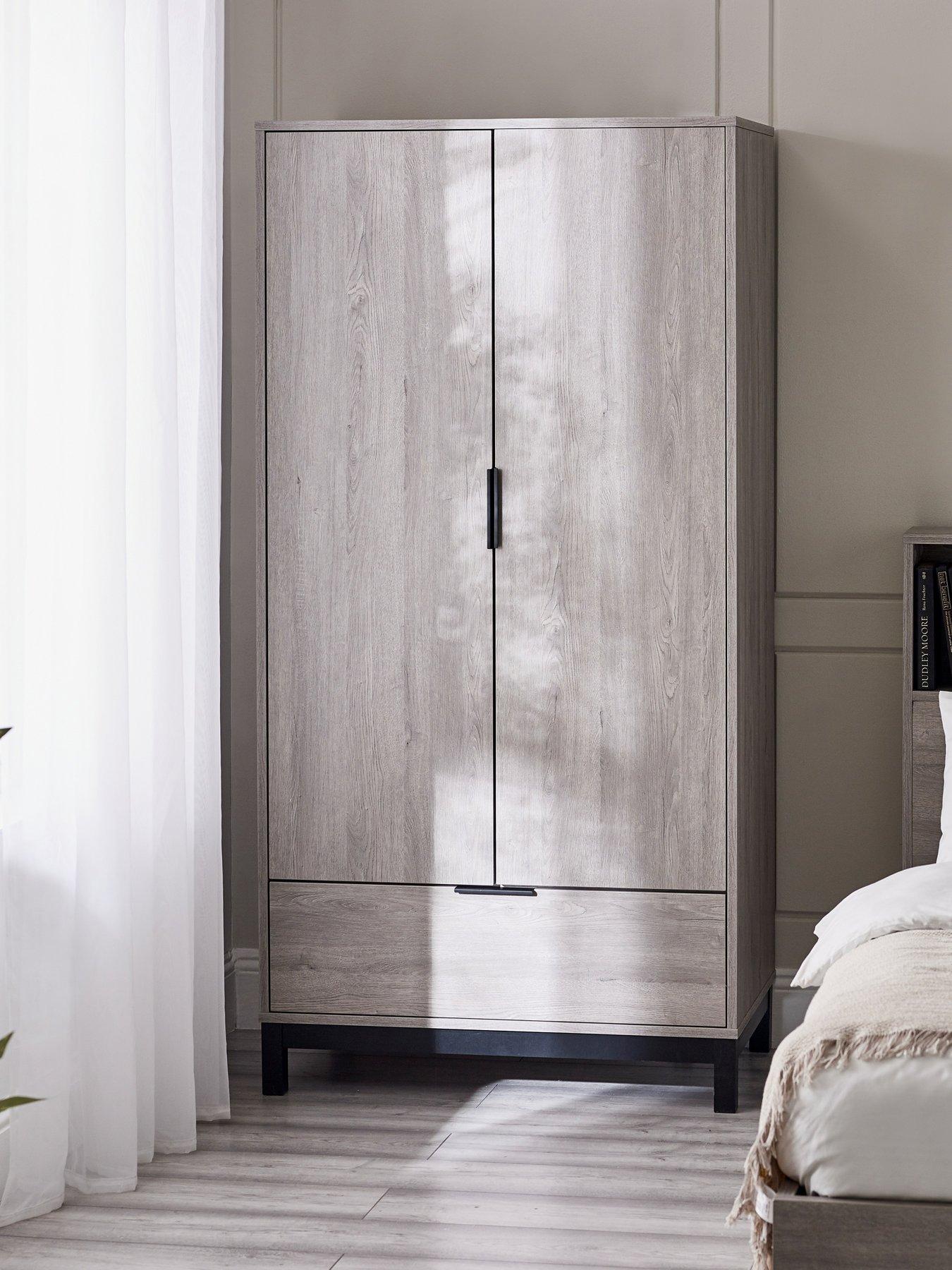 undefined Bali 2 Door, 1 Drawer Wardrobe - Grey Oak