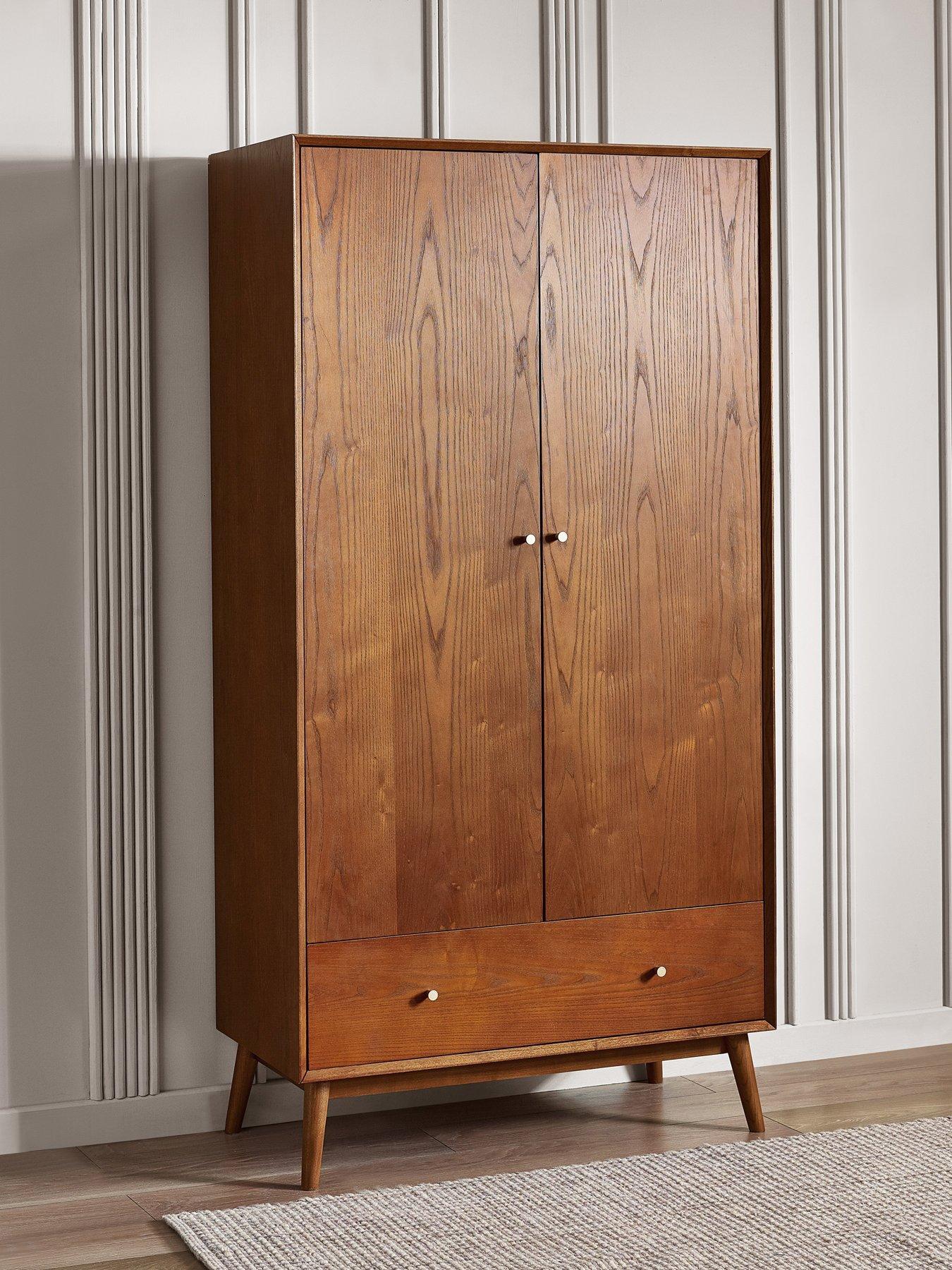 Julian Bowen Unisex Tan Lowry Door 1 Drawer Wardrobe In Size 2 - Image 7