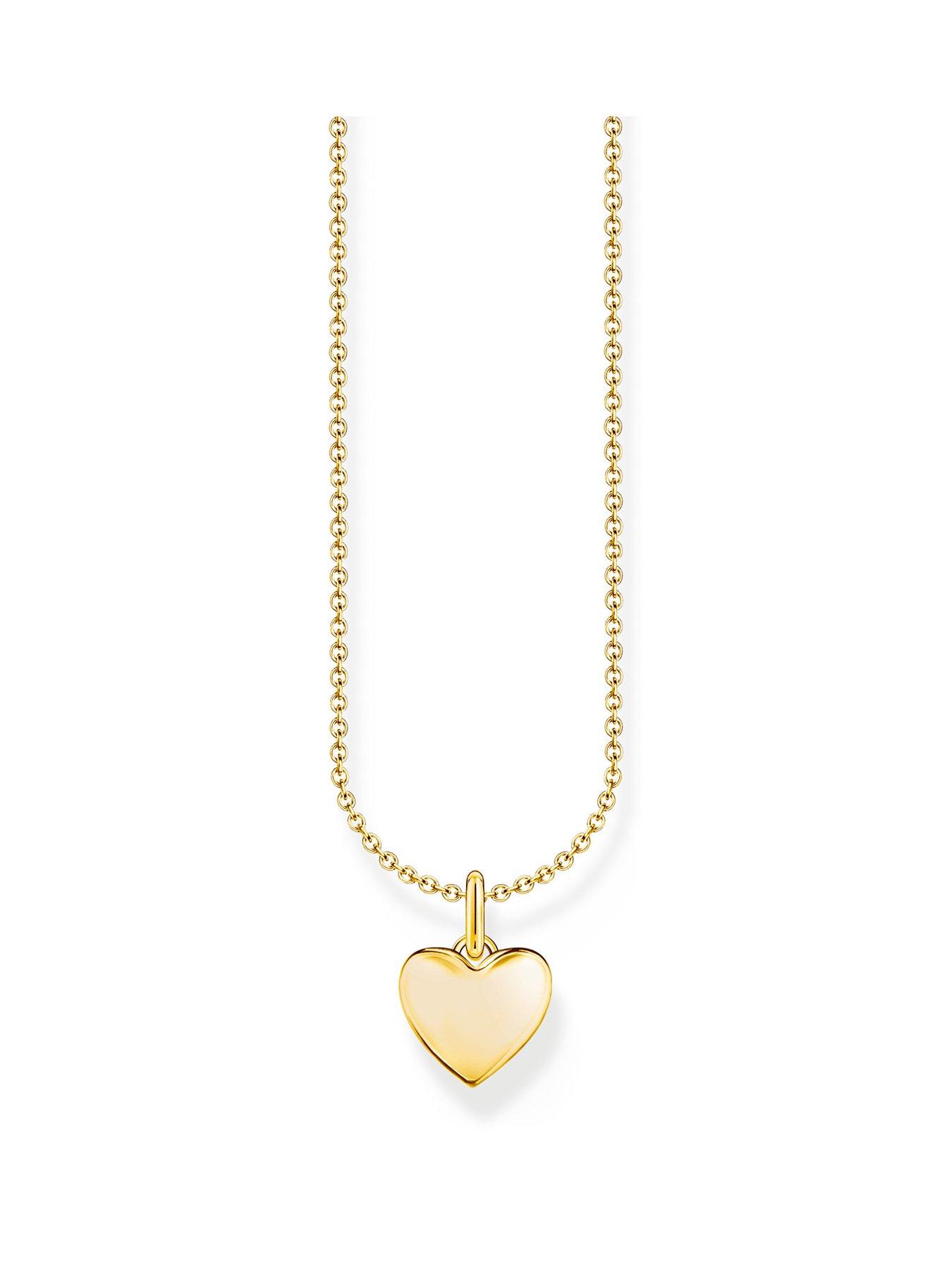 Product photograph of Thomas Sabo Heart Pendant Necklace Timeless Romantic Recycled Silver 18k Gold Plating Adjustable Length from very.co.uk