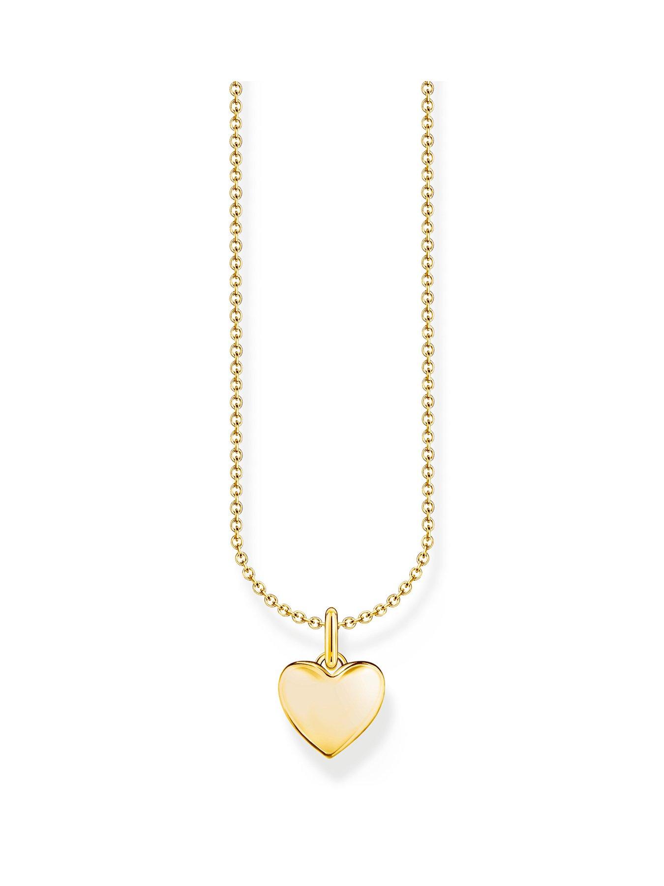 Thomas Sabo Heart pendant necklace: timeless, romantic, silver, 18k gold plating, adjustable length