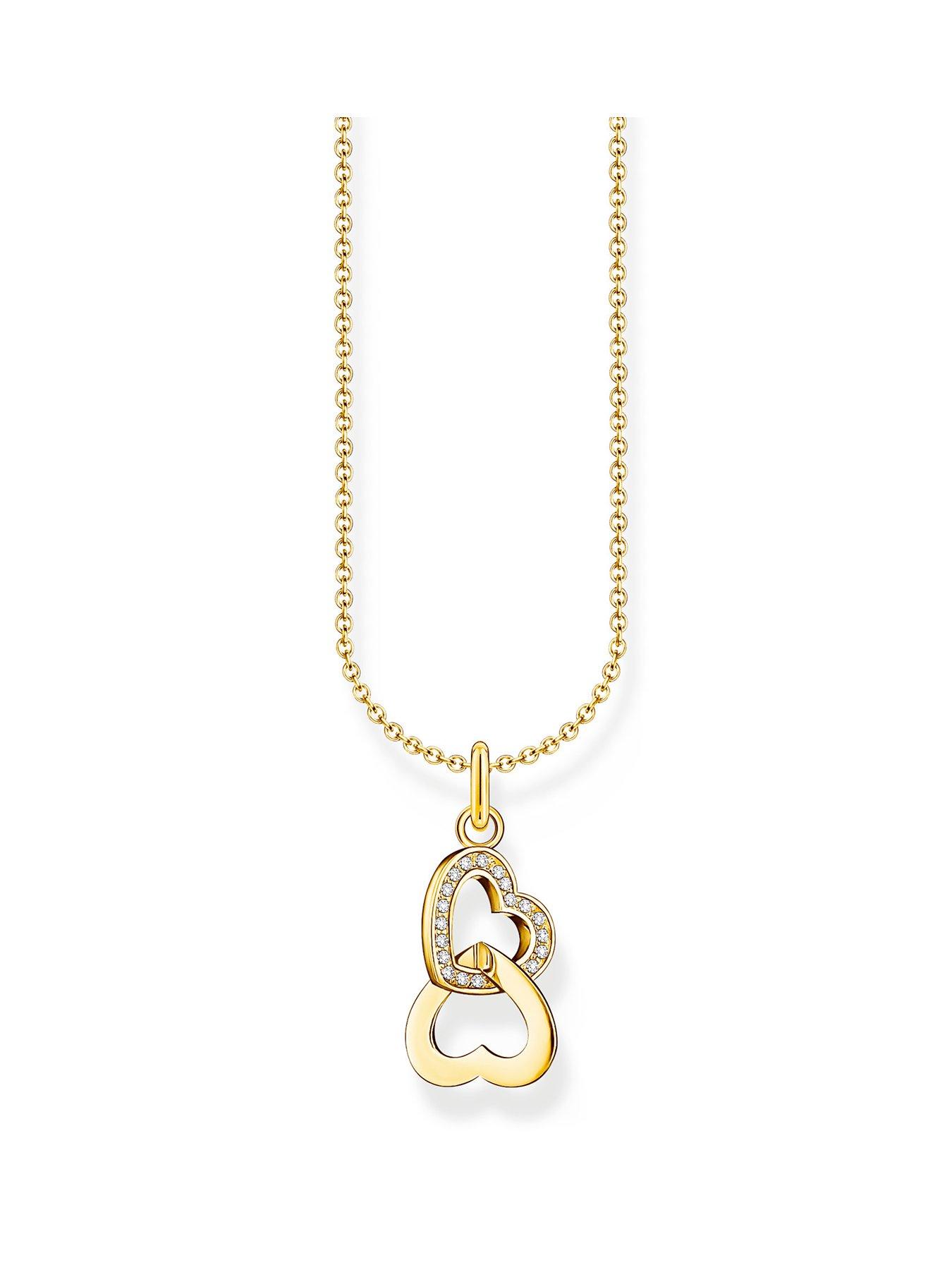 Product photograph of Thomas Sabo Intertwined Hearts Necklace Romantic Playful Silver 18k Gold Plating from very.co.uk