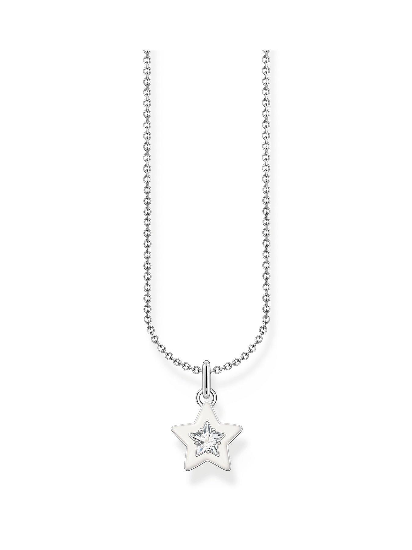 Product photograph of Thomas Sabo Star Pendant Necklace Luminescent Enamel Zirconia Stone Silver from very.co.uk