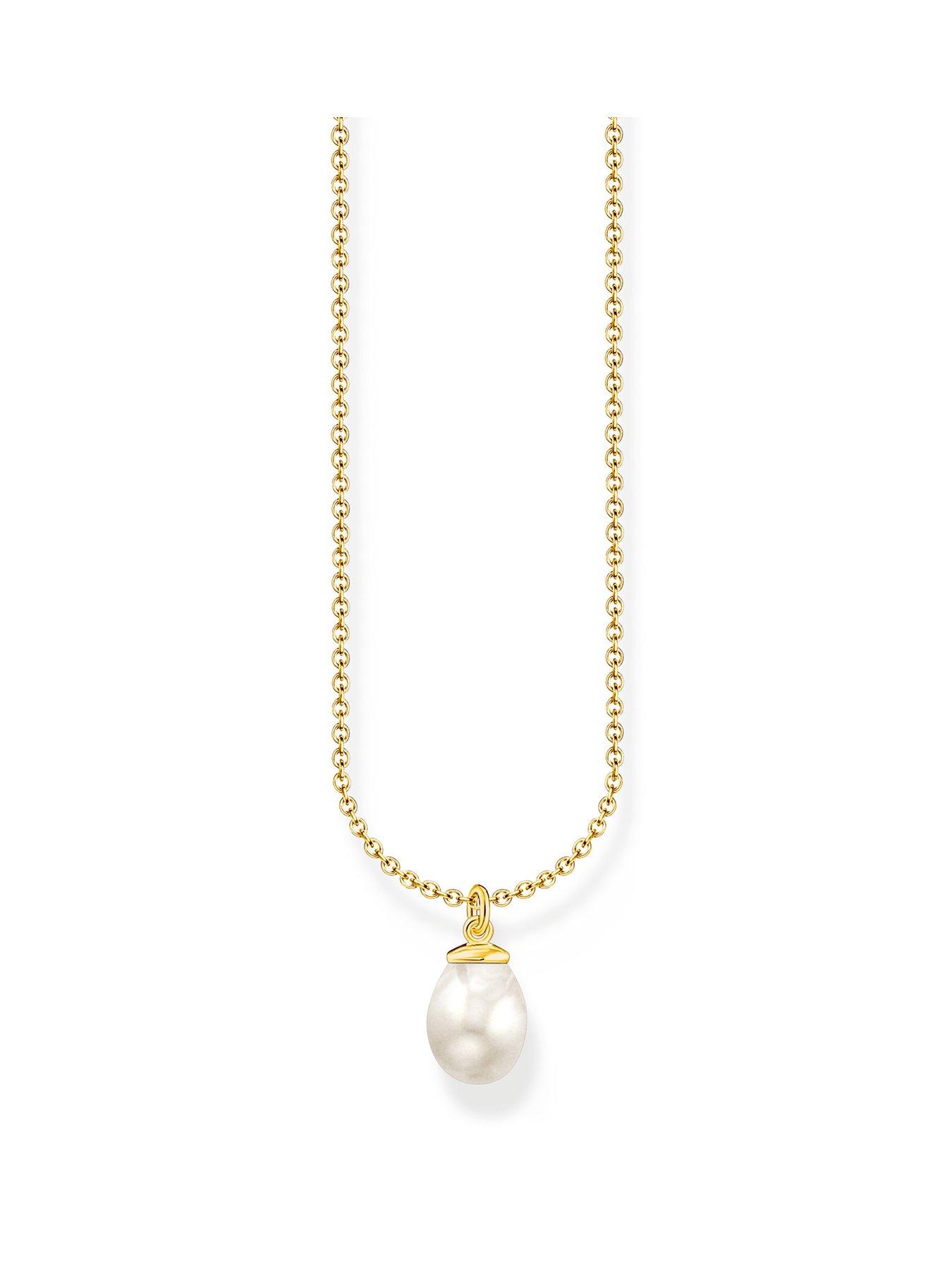 Product photograph of Thomas Sabo Pearl Pendant Necklace Delicate 18k Gold Plating Freshwater Pearl from very.co.uk