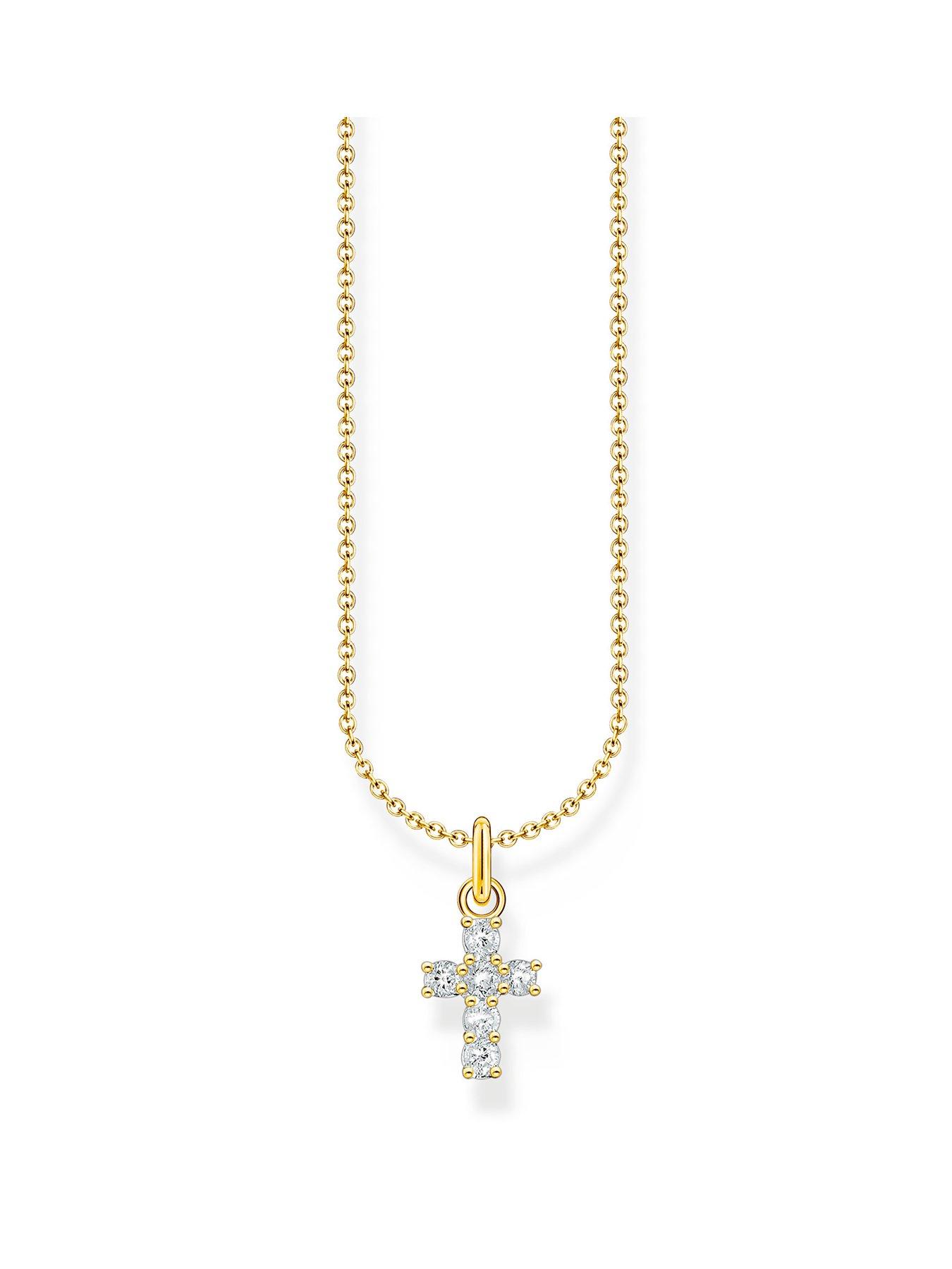 Image 1 of 2 of Thomas Sabo Cross pendant necklace: trendy, timeless,&nbsp;silver, 18k gold plating
