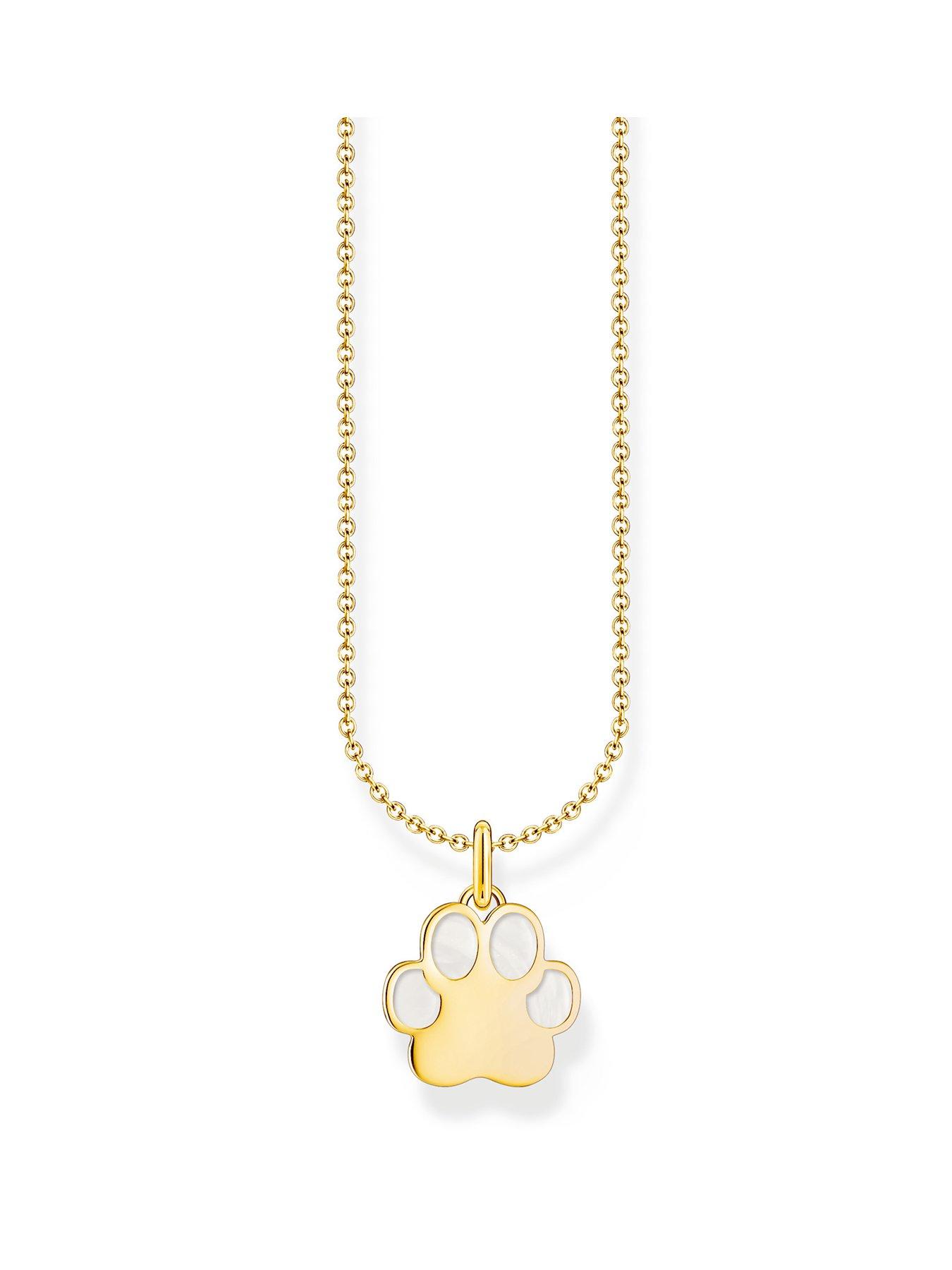 Product photograph of Thomas Sabo Paw Pendant Necklace Cute White Enamel Silver Adjustable Length from very.co.uk