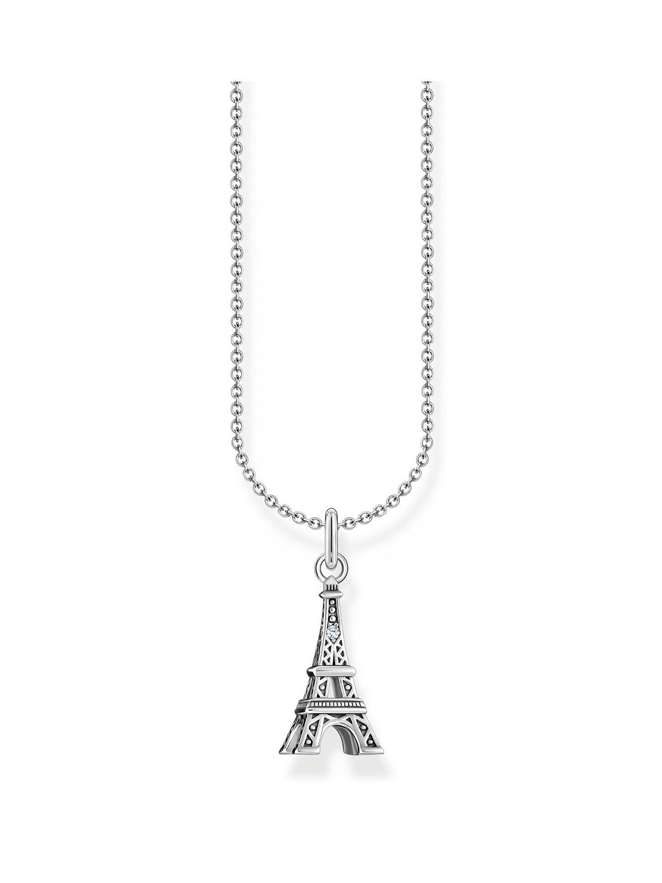 Product photograph of Thomas Sabo Eiffel Tower Pendant Necklace Romantic Memorable Silver Adjustable Length from very.co.uk