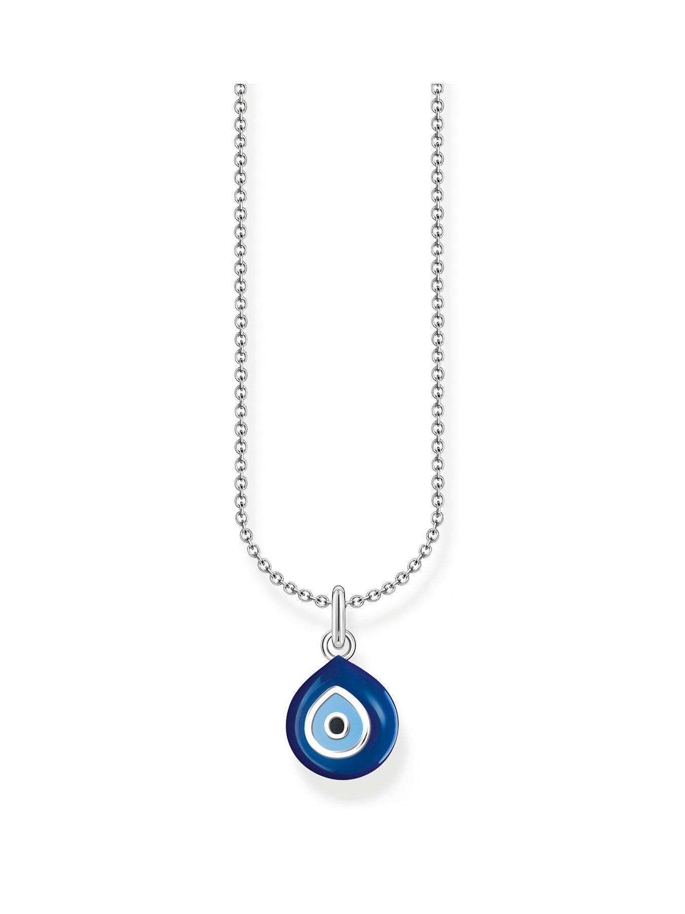 Product photograph of Thomas Sabo Nazar Eye Pendant Necklace Protection Symbol Silver Enamel from very.co.uk