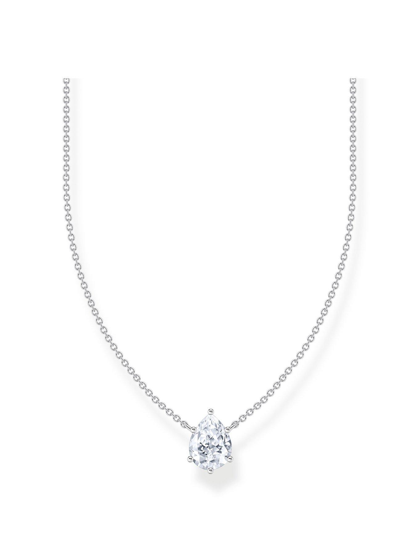 Image 1 of 2 of Thomas Sabo Large zirconia drop necklace: elegant, versatile, silver