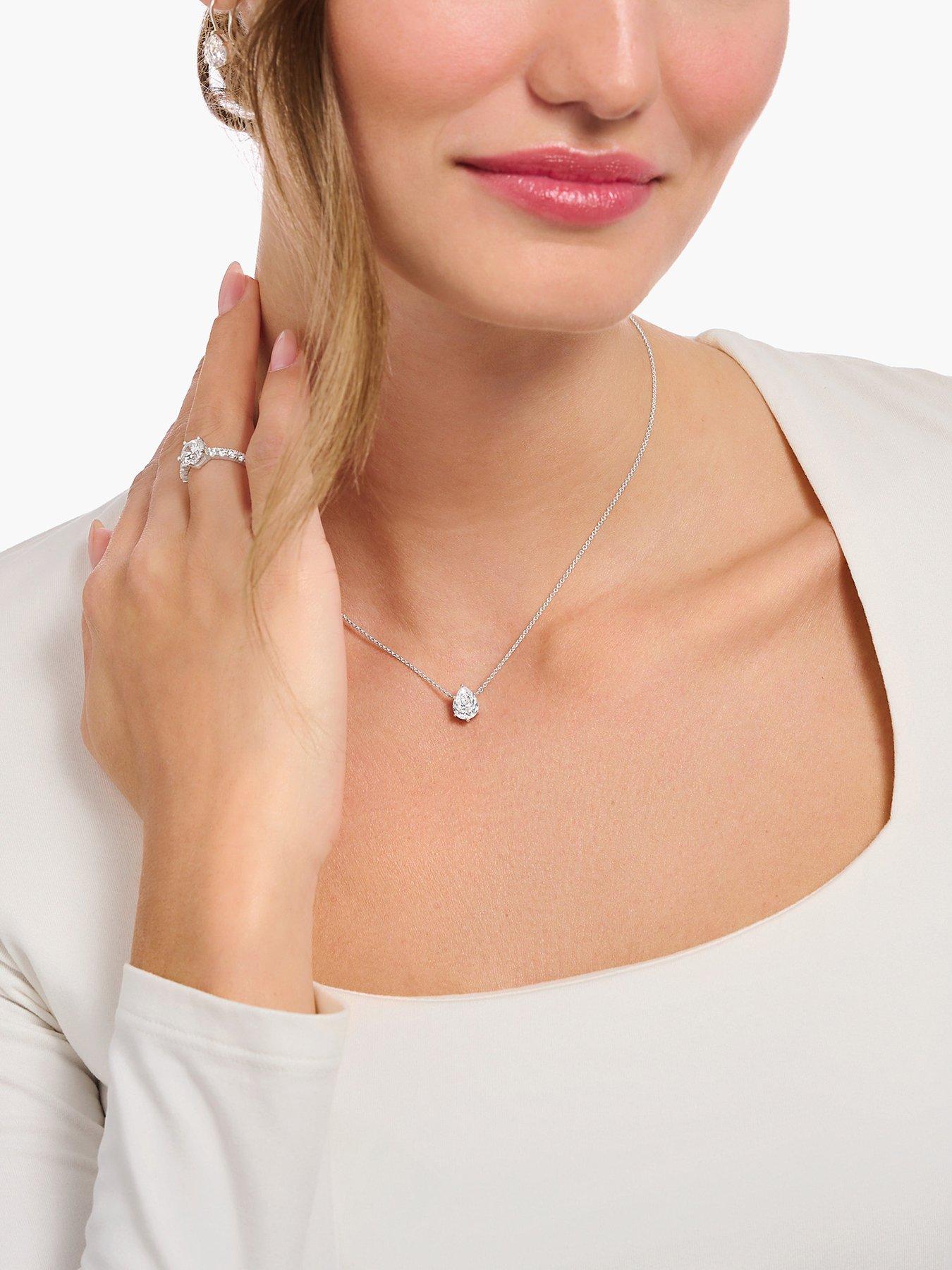 Image 2 of 2 of Thomas Sabo Large zirconia drop necklace: elegant, versatile, silver