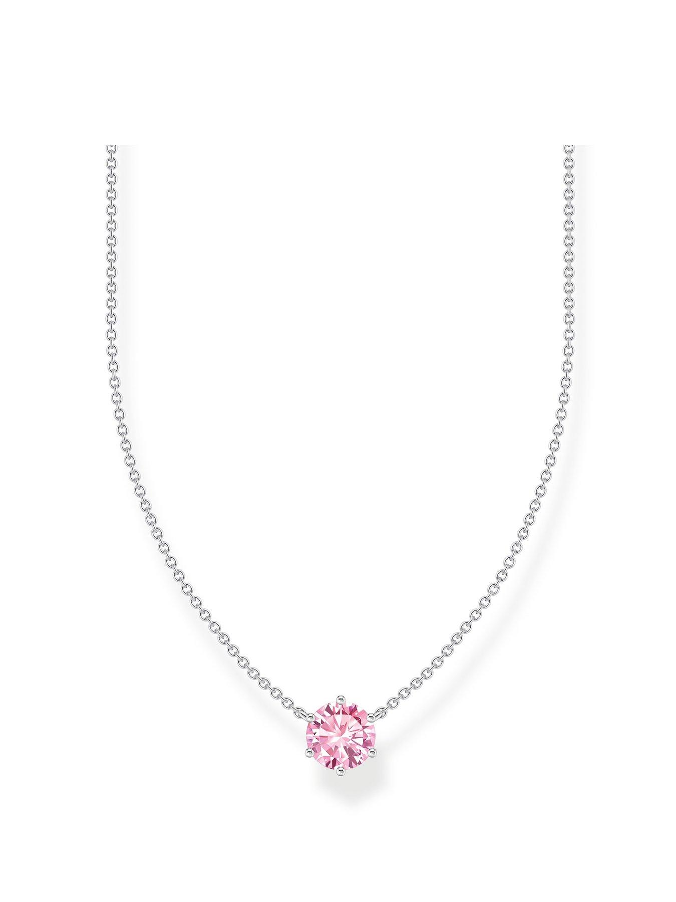 Product photograph of Thomas Sabo Pink Zirconia Pendant Necklace Elegant Versatile Silver from very.co.uk