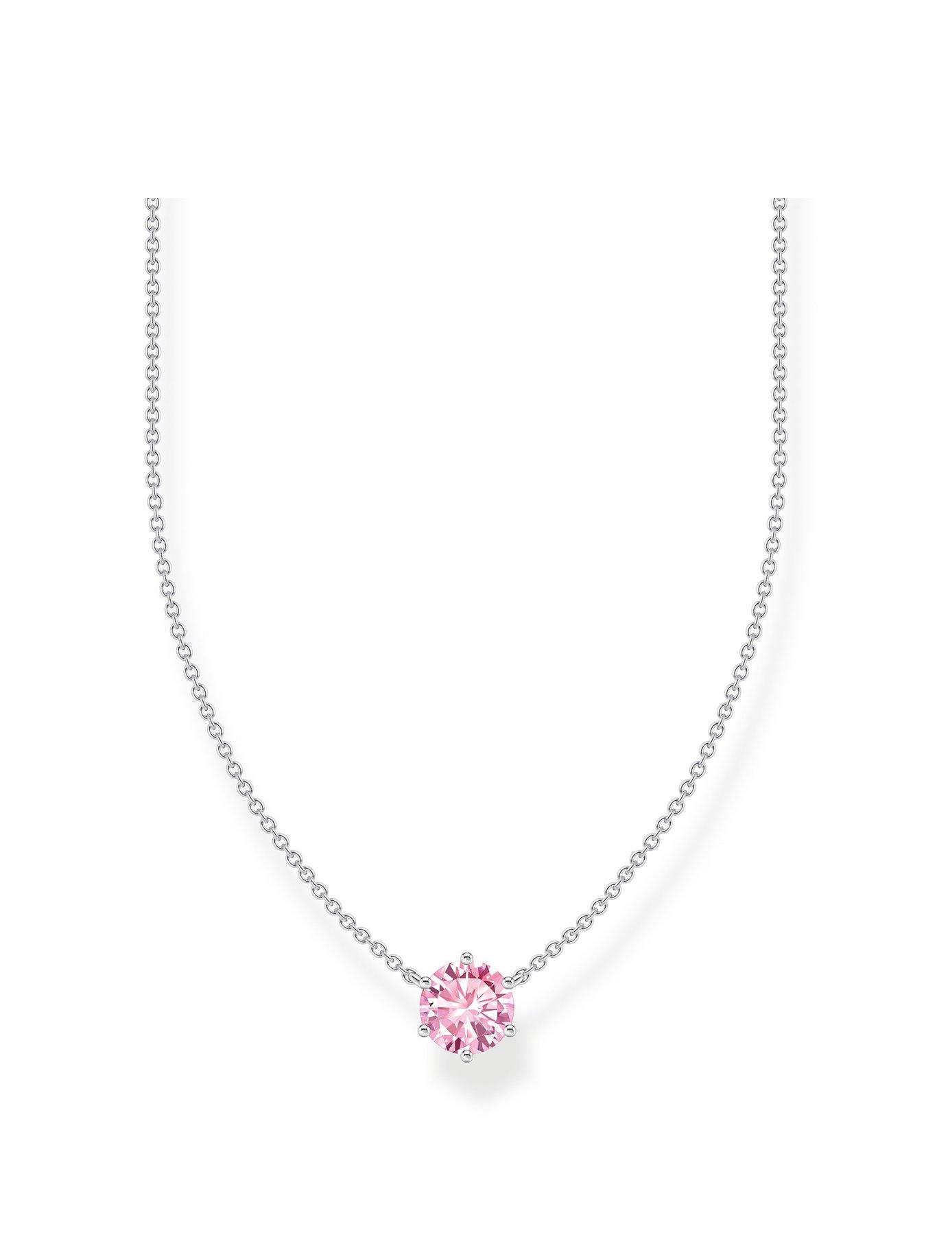 undefined Pink zirconia pendant necklace: elegant, versatile, silver