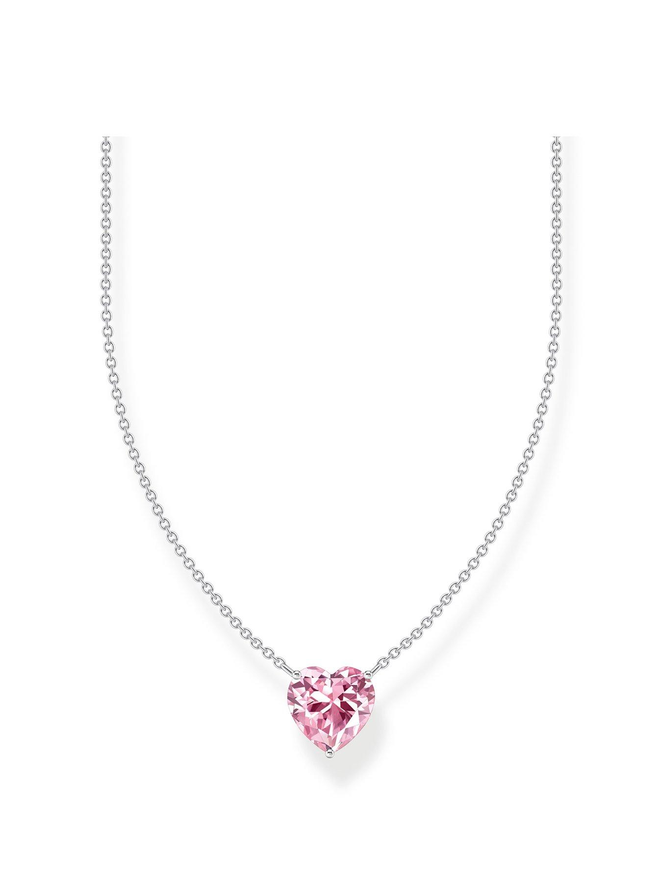 Image 1 of 2 of Thomas Sabo Large heart pendant: romantic, pink zirconia,&nbsp;silver