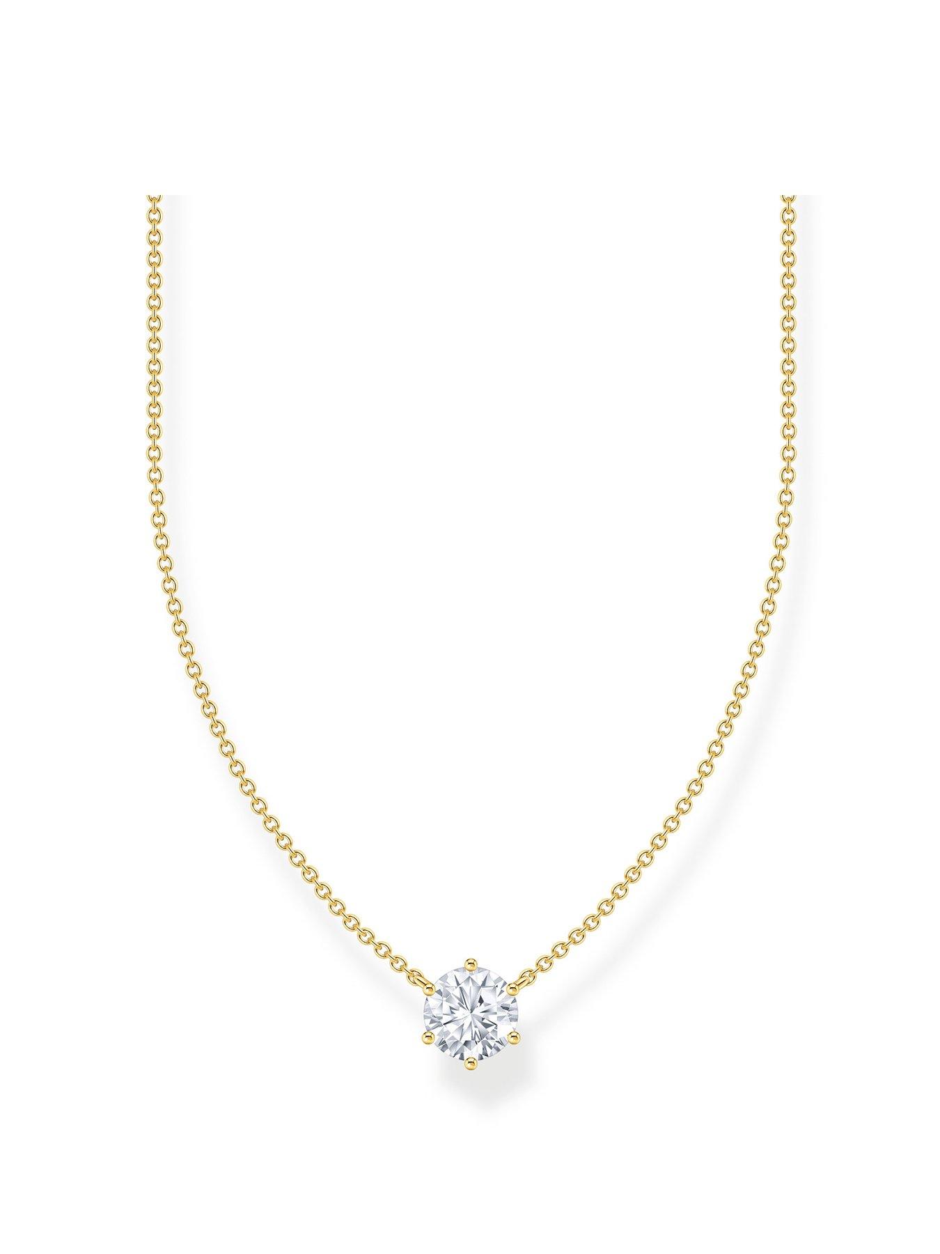 undefined Large zirconia pendant: elegant, versatile, silver, gold-plated