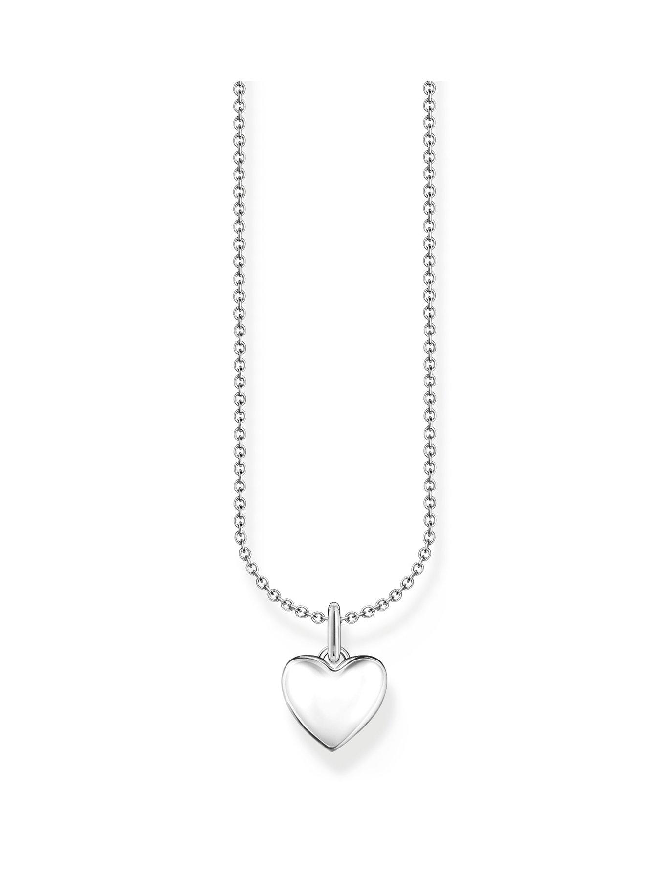 Product photograph of Thomas Sabo Heart Pendant Necklace Timeless Romantic Recycled Silver Adjustable Length from very.co.uk