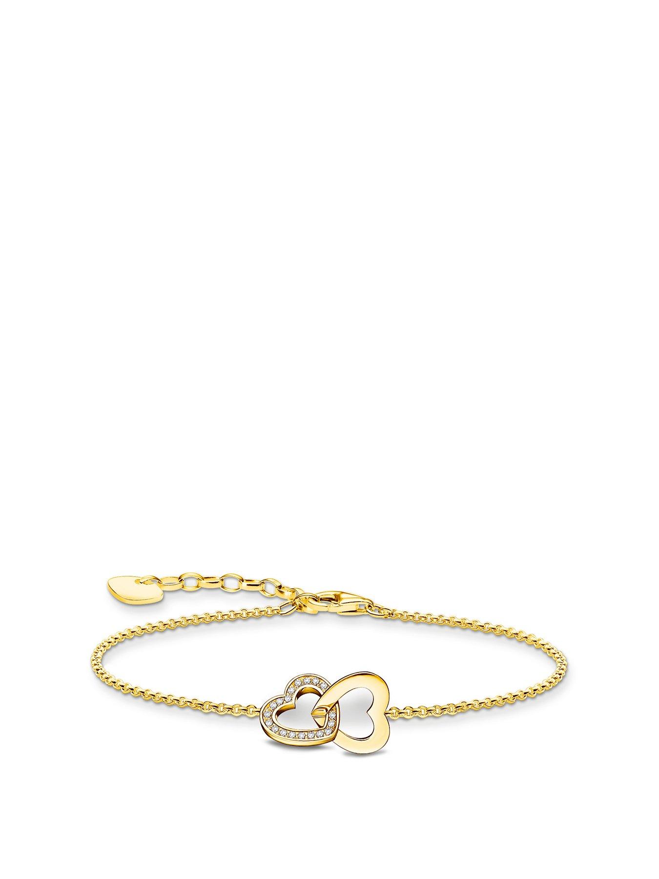 Product photograph of Thomas Sabo Intertwined Hearts Bracelet Romantic Playful Silver Zirconia Pav Eacute from very.co.uk