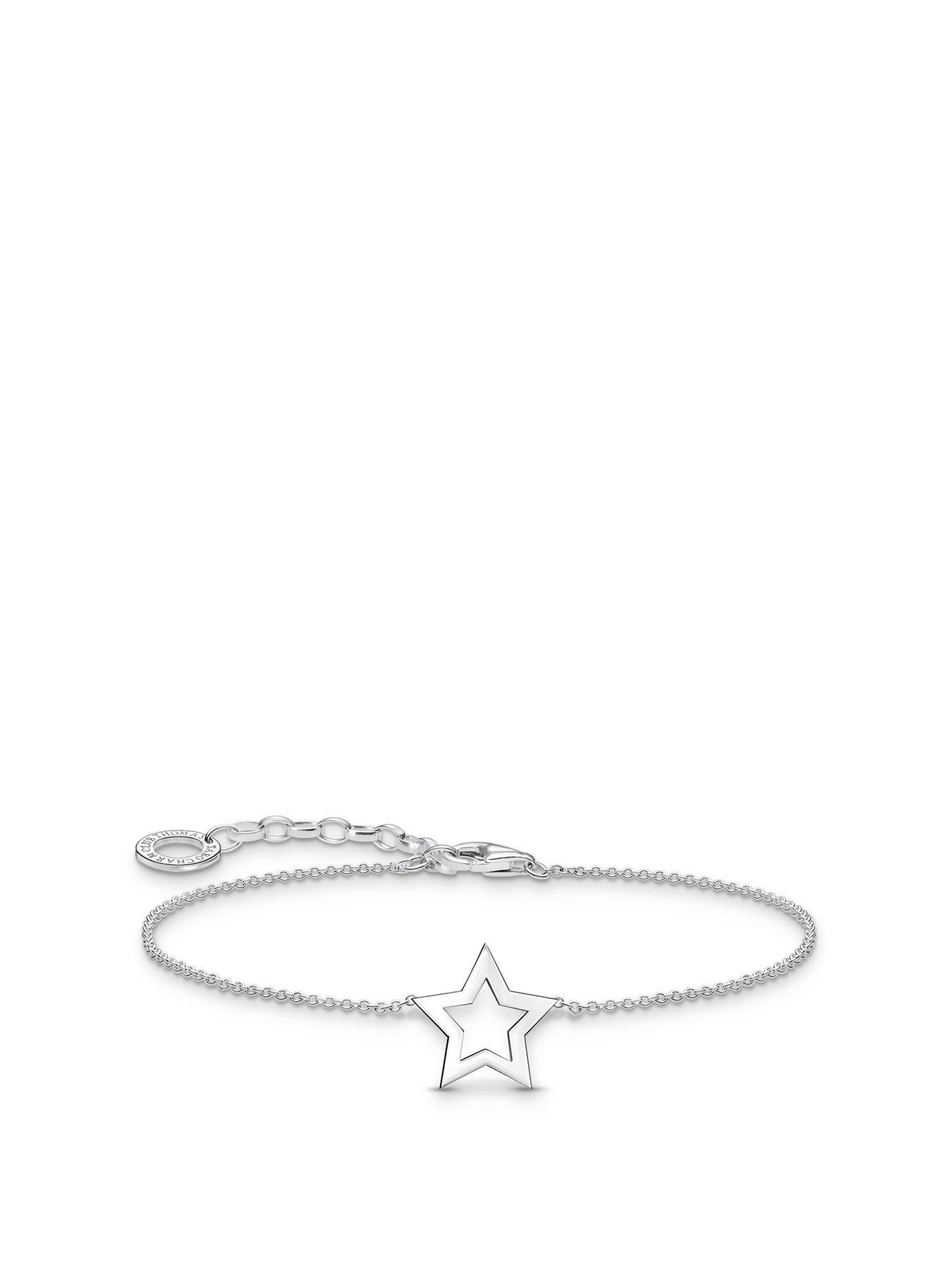 Product photograph of Thomas Sabo Star Pendant Bracelet Delicate Adjustable Length from very.co.uk