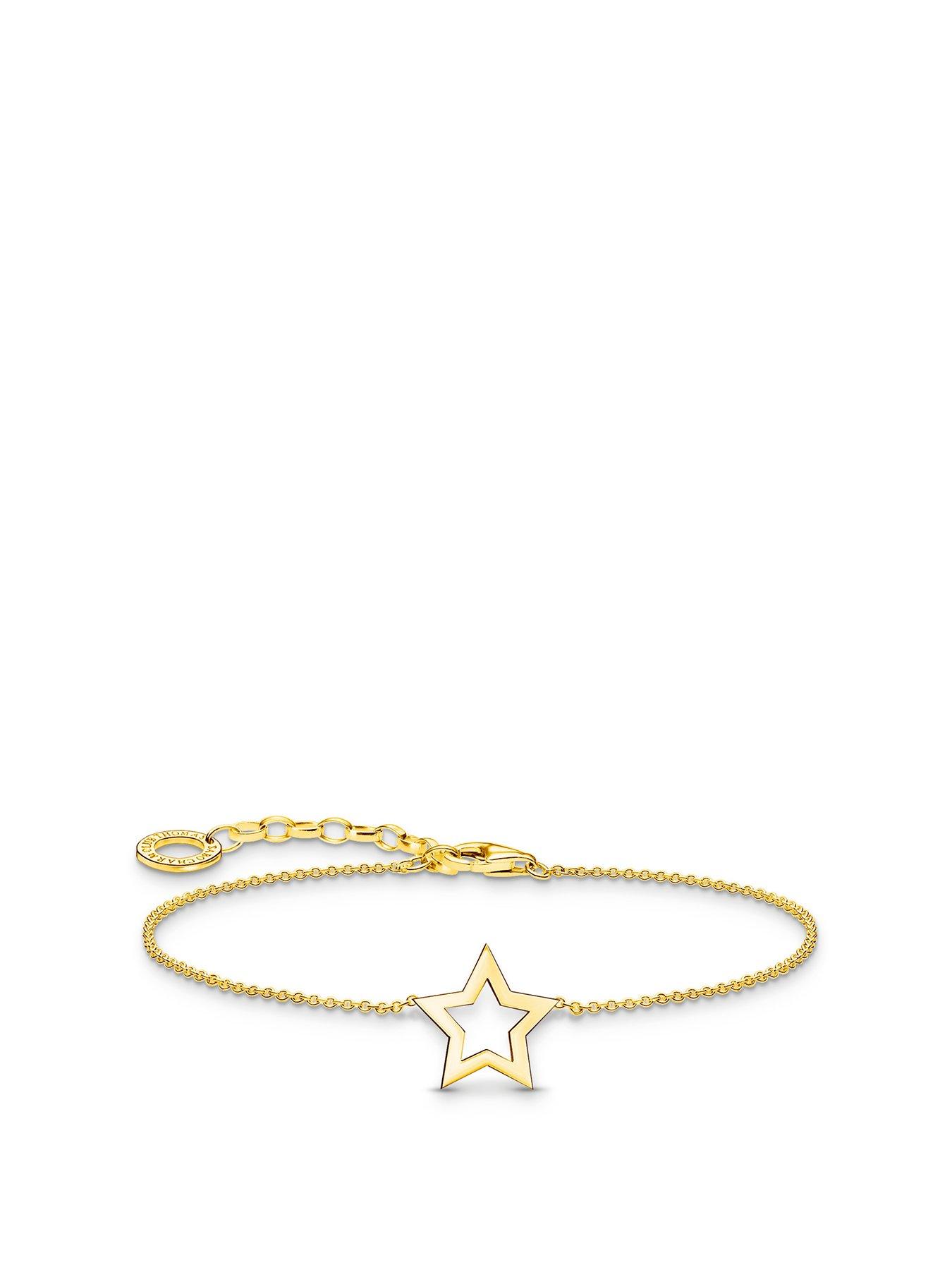 Product photograph of Thomas Sabo Star Pendant Bracelet Lucky Guide Silver Gold Plating from very.co.uk
