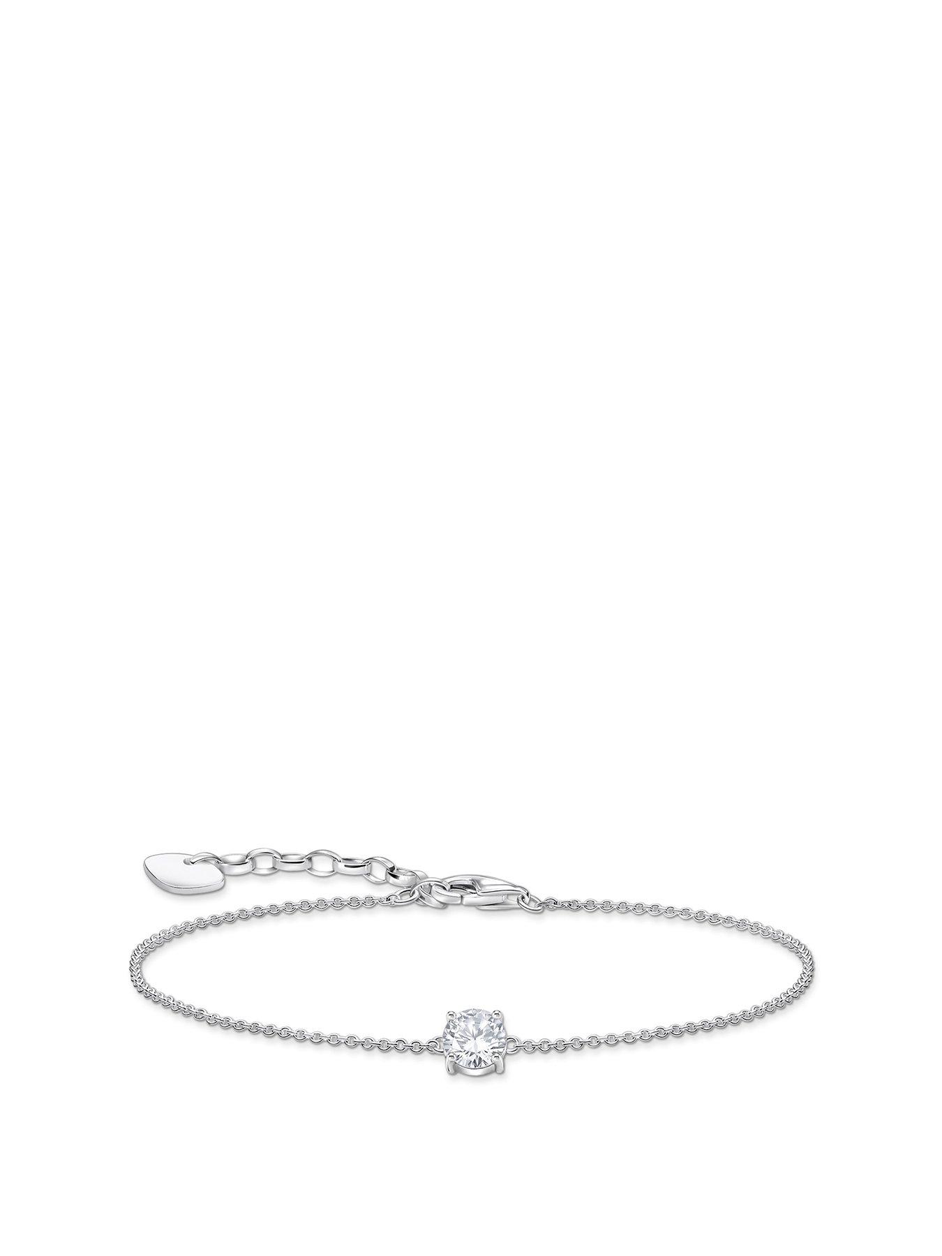 Product photograph of Thomas Sabo Large Zirconia Pendant Bracelet Elegant Versatile Silver from very.co.uk