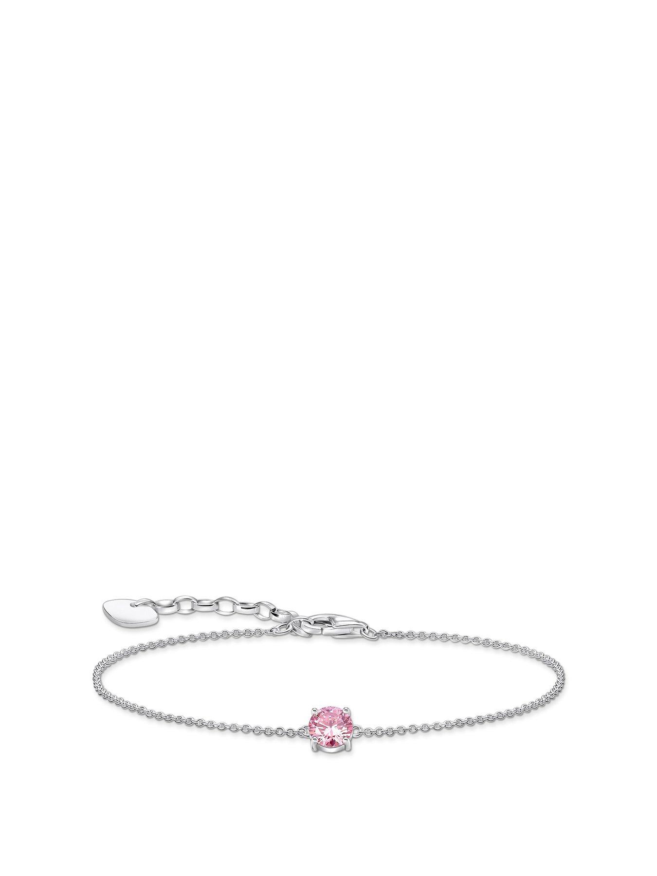 Product photograph of Thomas Sabo Large Pink Zirconia Pendant Bracelet Elegant Versatile Silver from very.co.uk