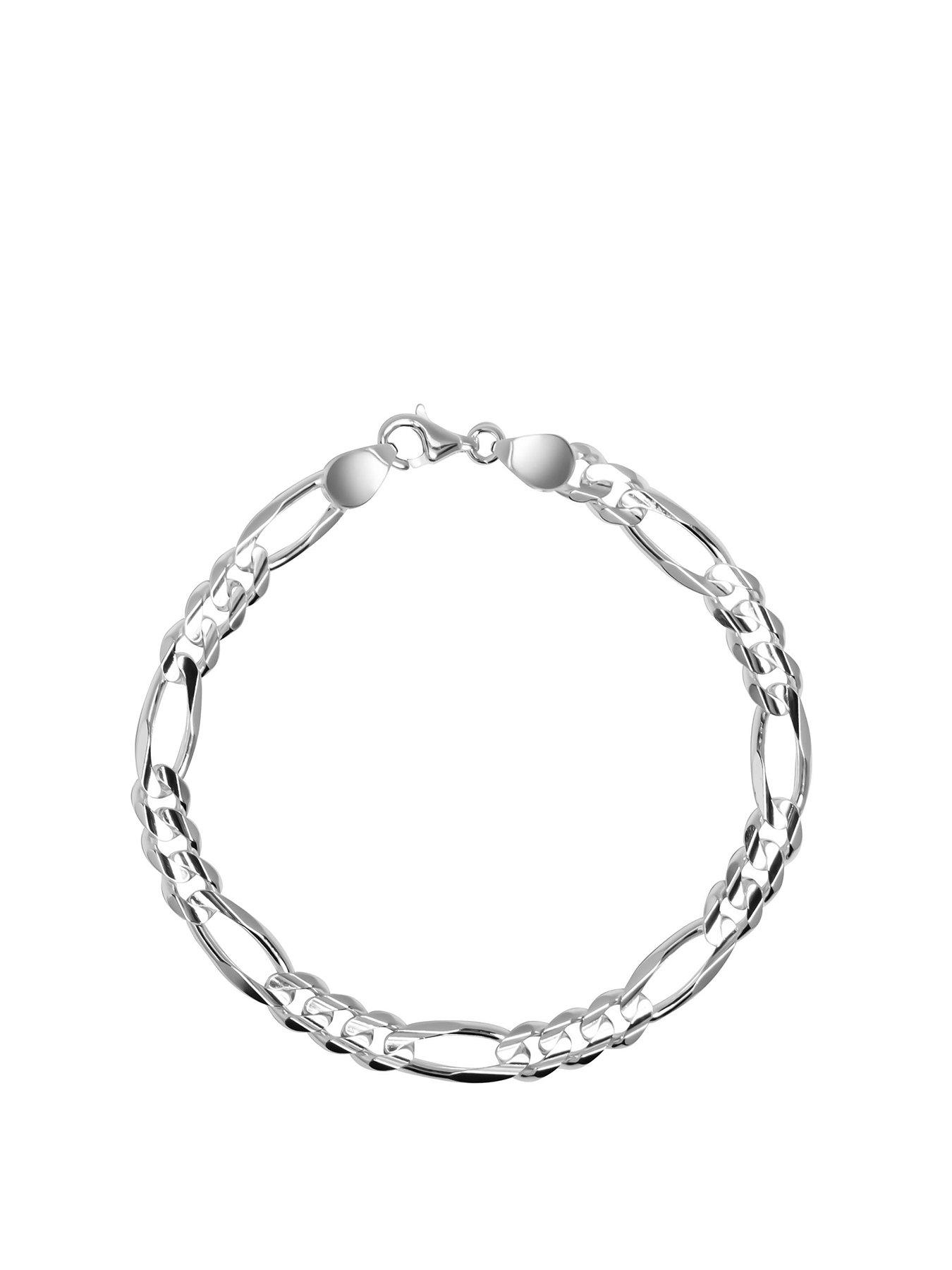 Product photograph of The Love Collection Gent S Sterling Silver Approx 1 2 Oz Figaro Bracelet from very.co.uk