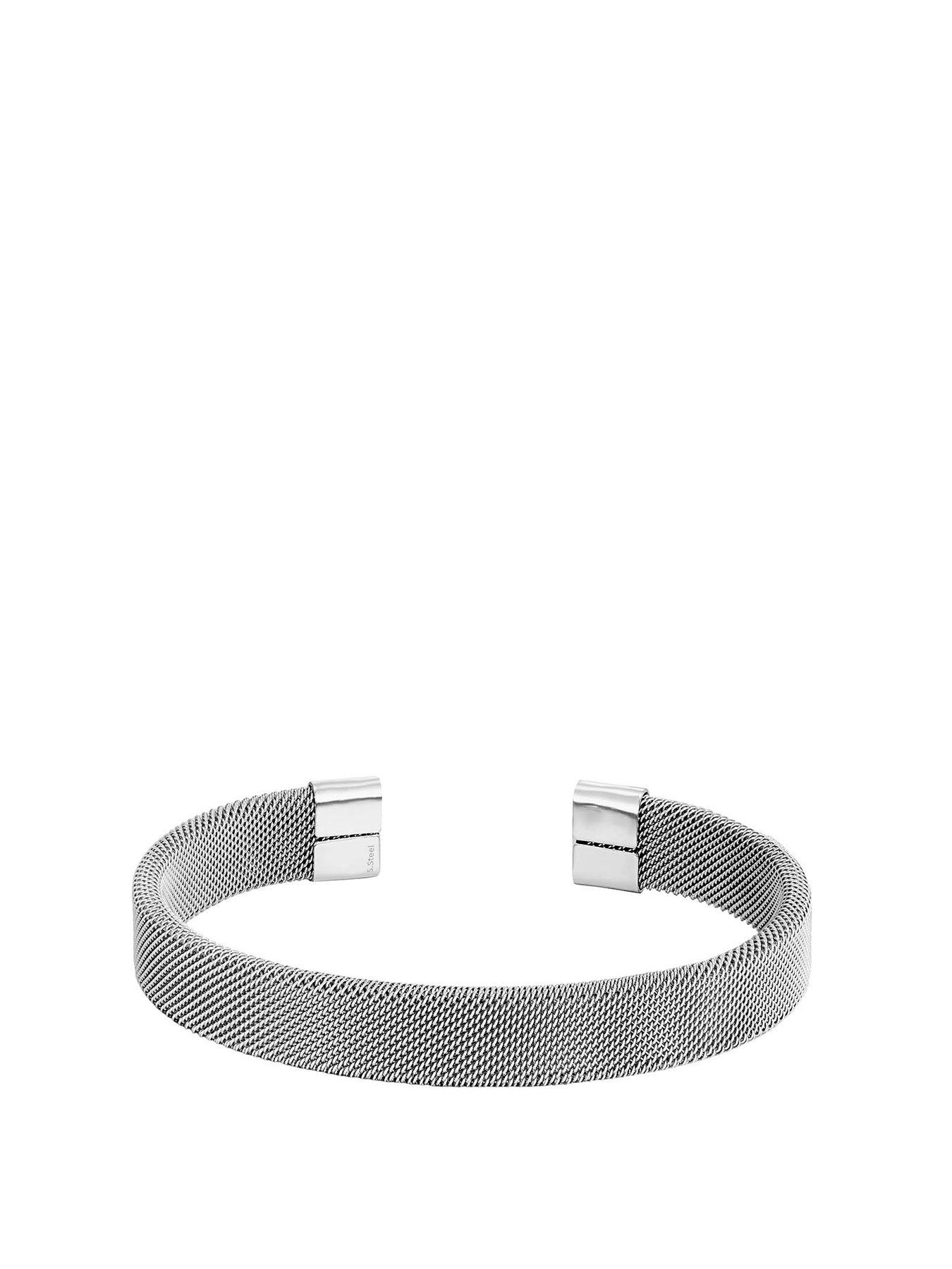 Product photograph of The Love Silver Collection Stainless Steel Cuff Bracelet from very.co.uk