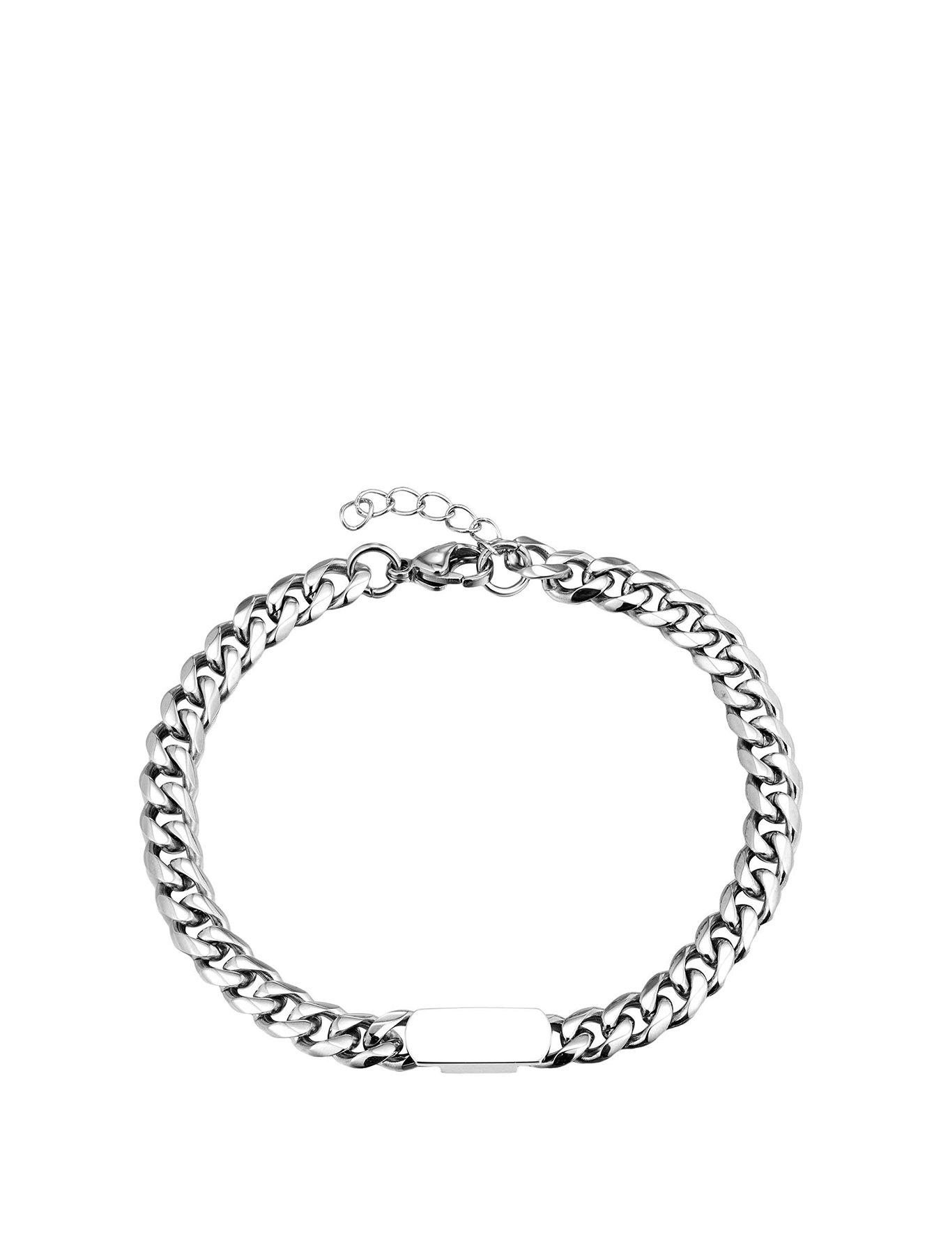 Product photograph of The Love Silver Collection Stainless Steel Men S Curb Bracelet from very.co.uk