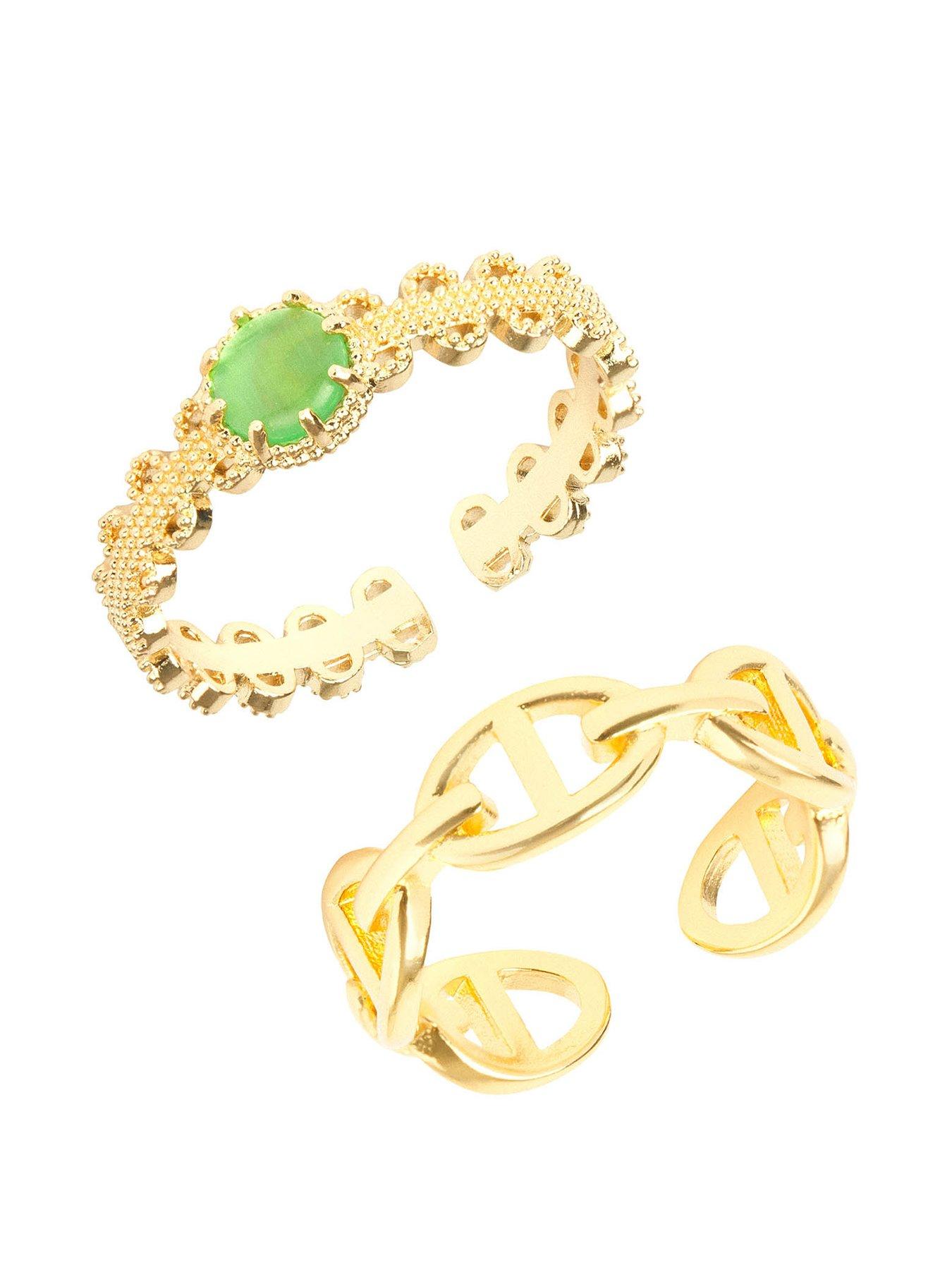 undefined Set of 2 Gem and Pattern Ring