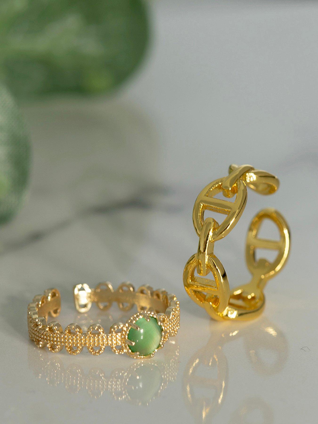 The Love Collection Set of 2 Gem and Pattern Ring