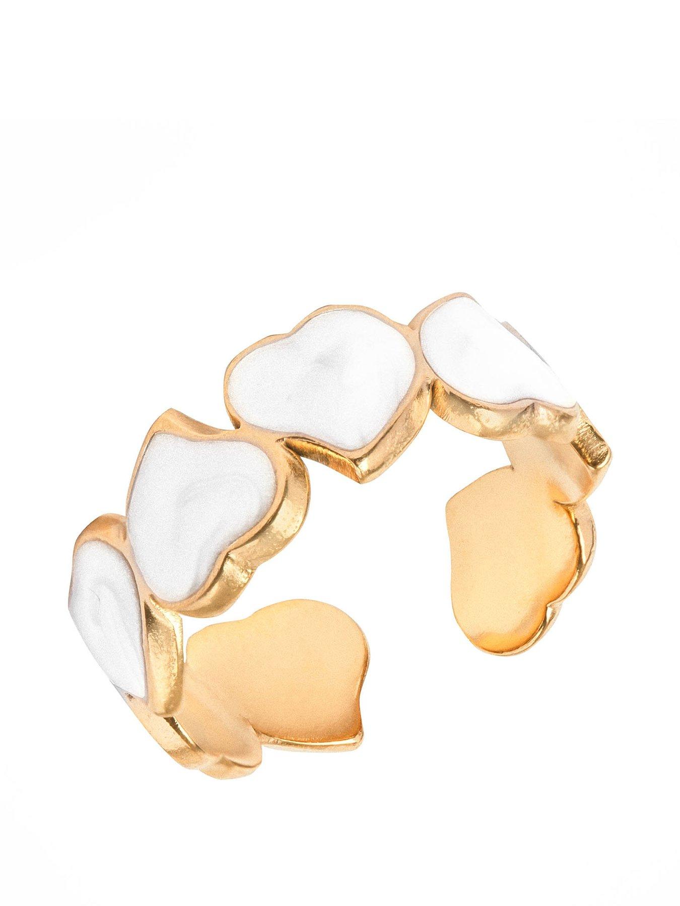 Product photograph of The Love Collection Multi Heart Moonstone Ring from very.co.uk