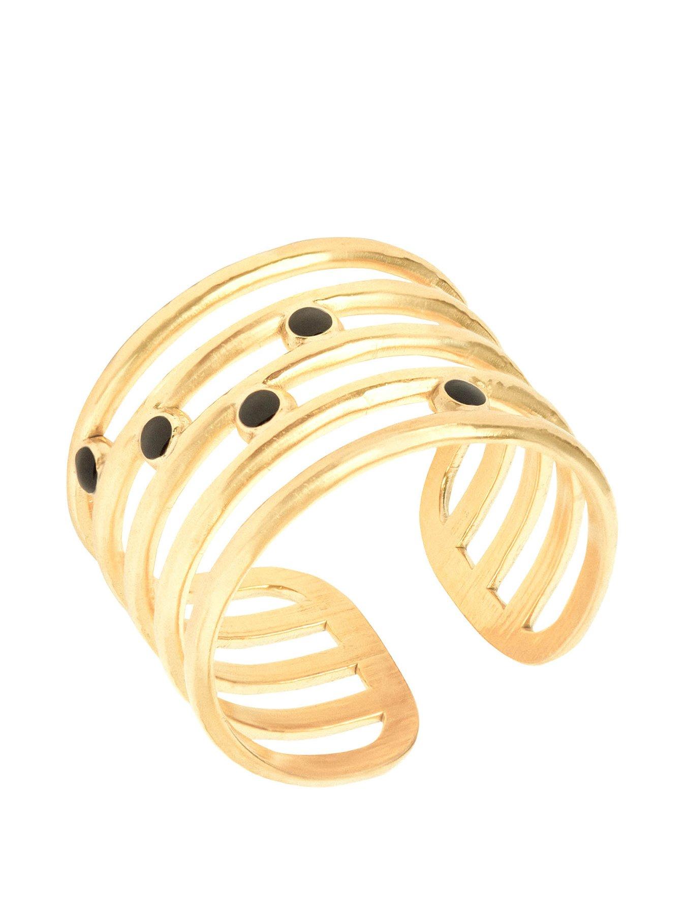 Product photograph of The Love Collection Stacked Black Enamel Ring from very.co.uk