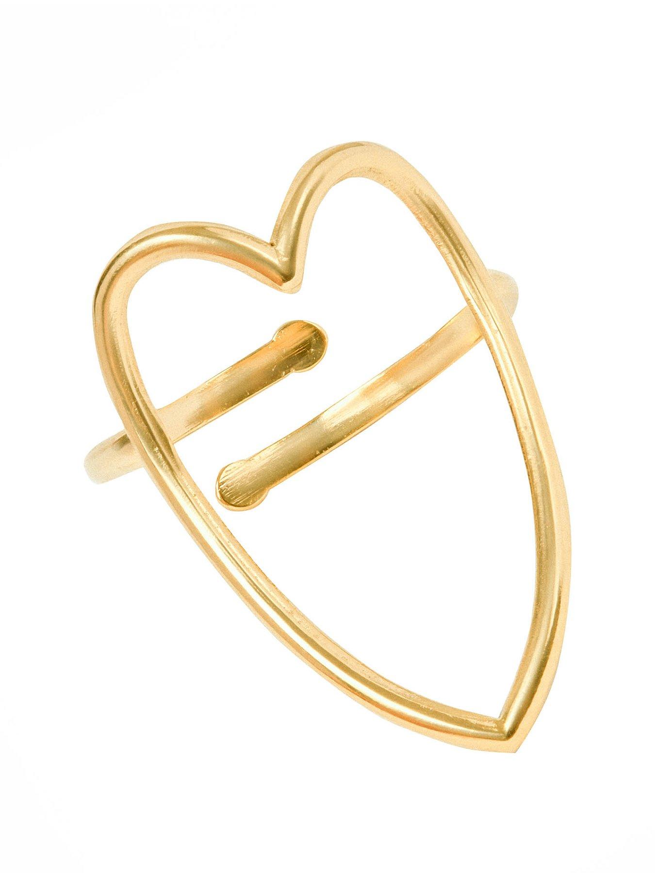 Product photograph of The Love Silver Collection Large Open Heart Ring from very.co.uk