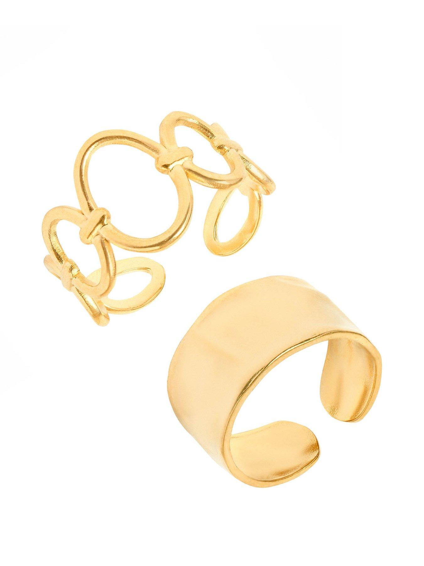 Product photograph of The Love Silver Collection Set Of 2 Chunky Rings from very.co.uk