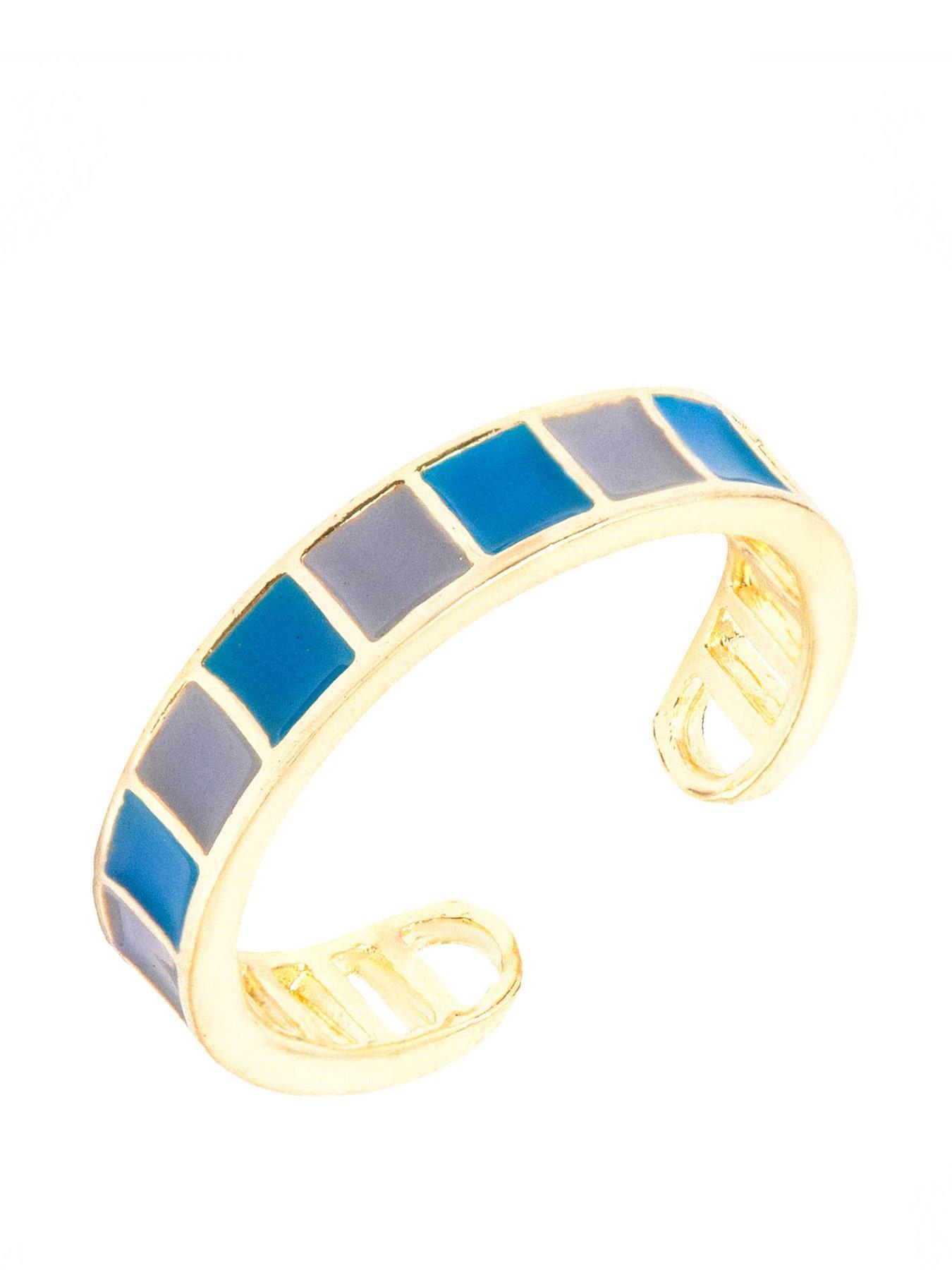 Product photograph of The Love Silver Collection Blues Enamel Ring from very.co.uk