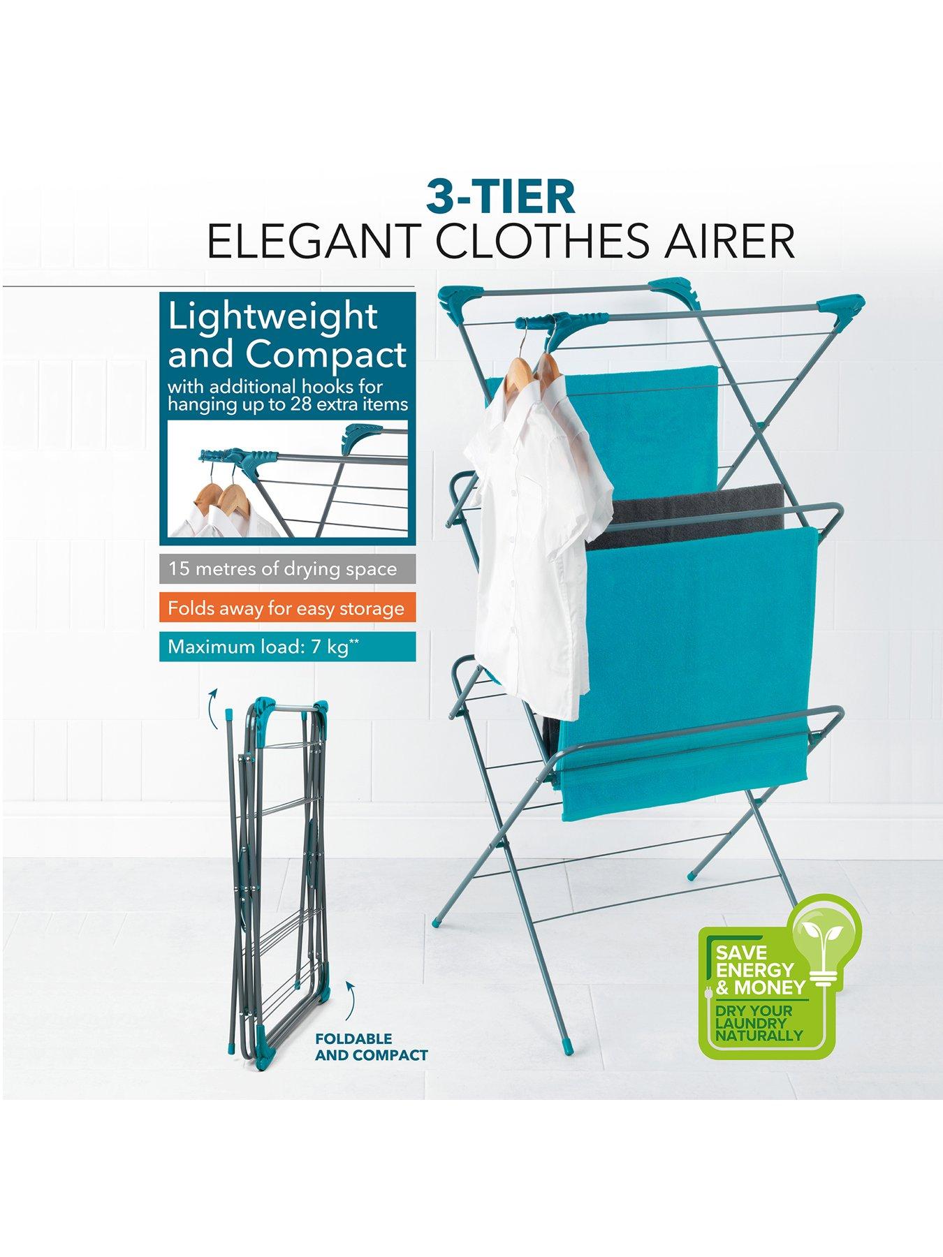 Beldray 3 tier clothes airer with hooks sale