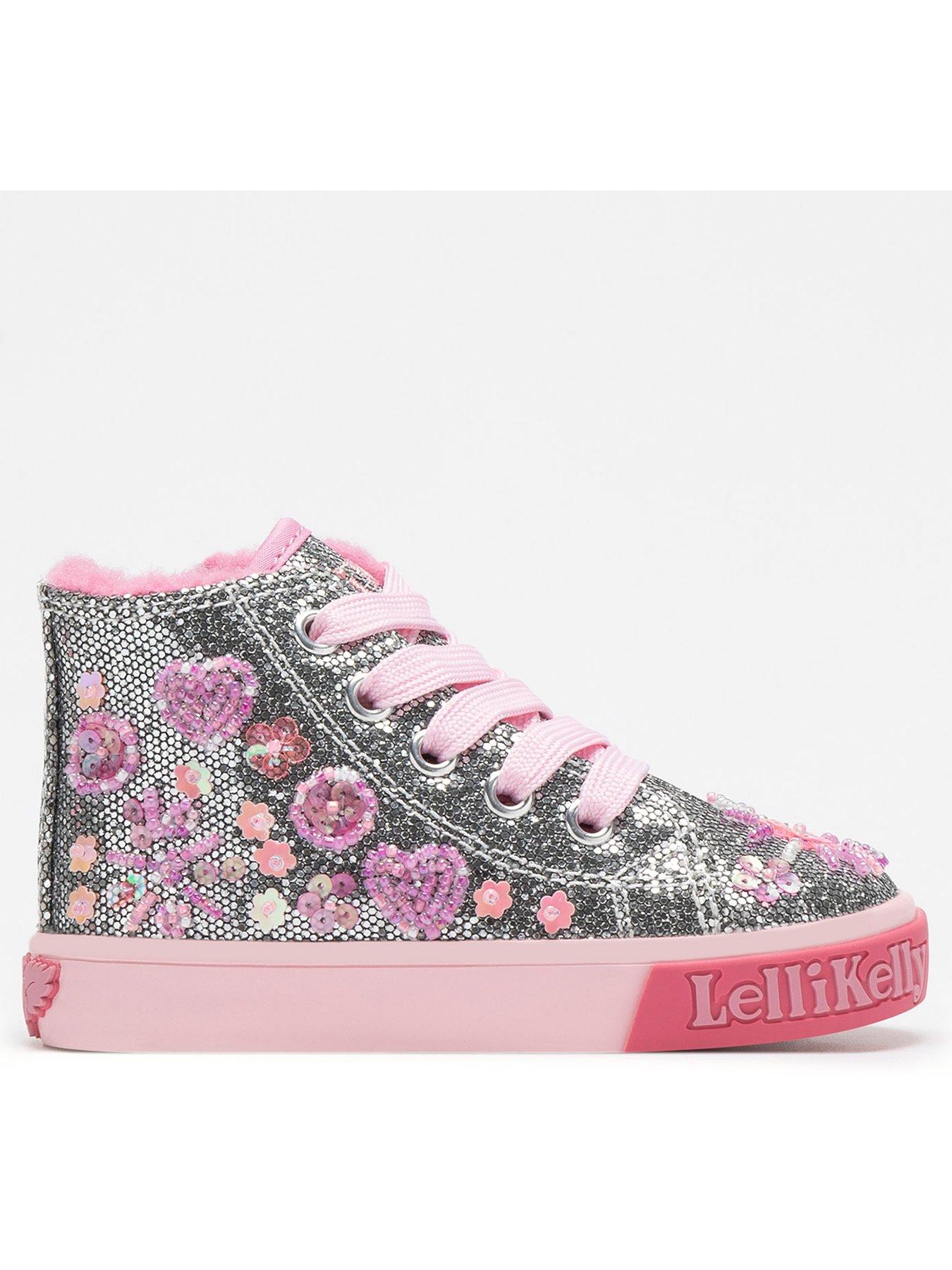 undefined Toddler Dafne B Embellished Faux Fur Lined High Top - Silver