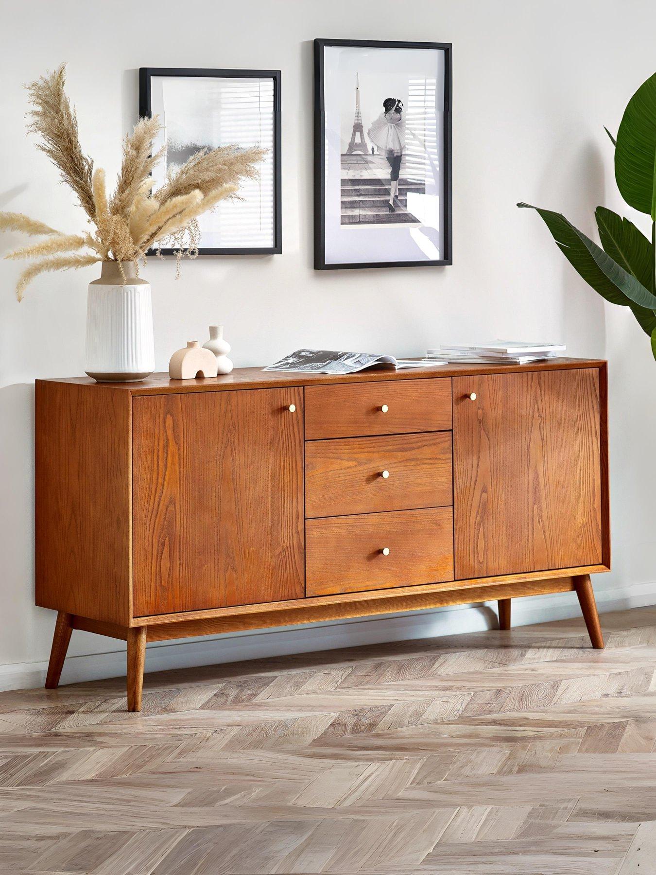 Julian Bowen Credenza Small Lowry In Legno Ciliegio Frassino - Stile Retrò 80x70x38 Cm