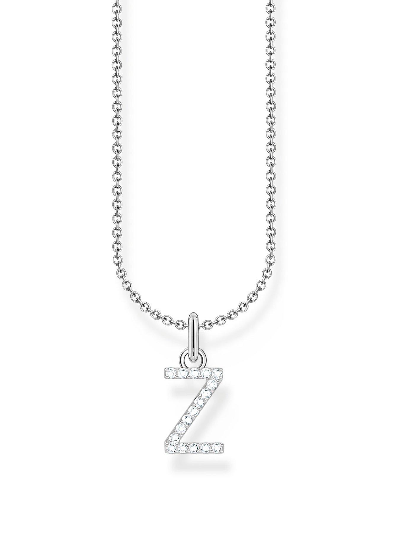 Thomas Sabo Letter pendant: sparkling, filigree chain, silver