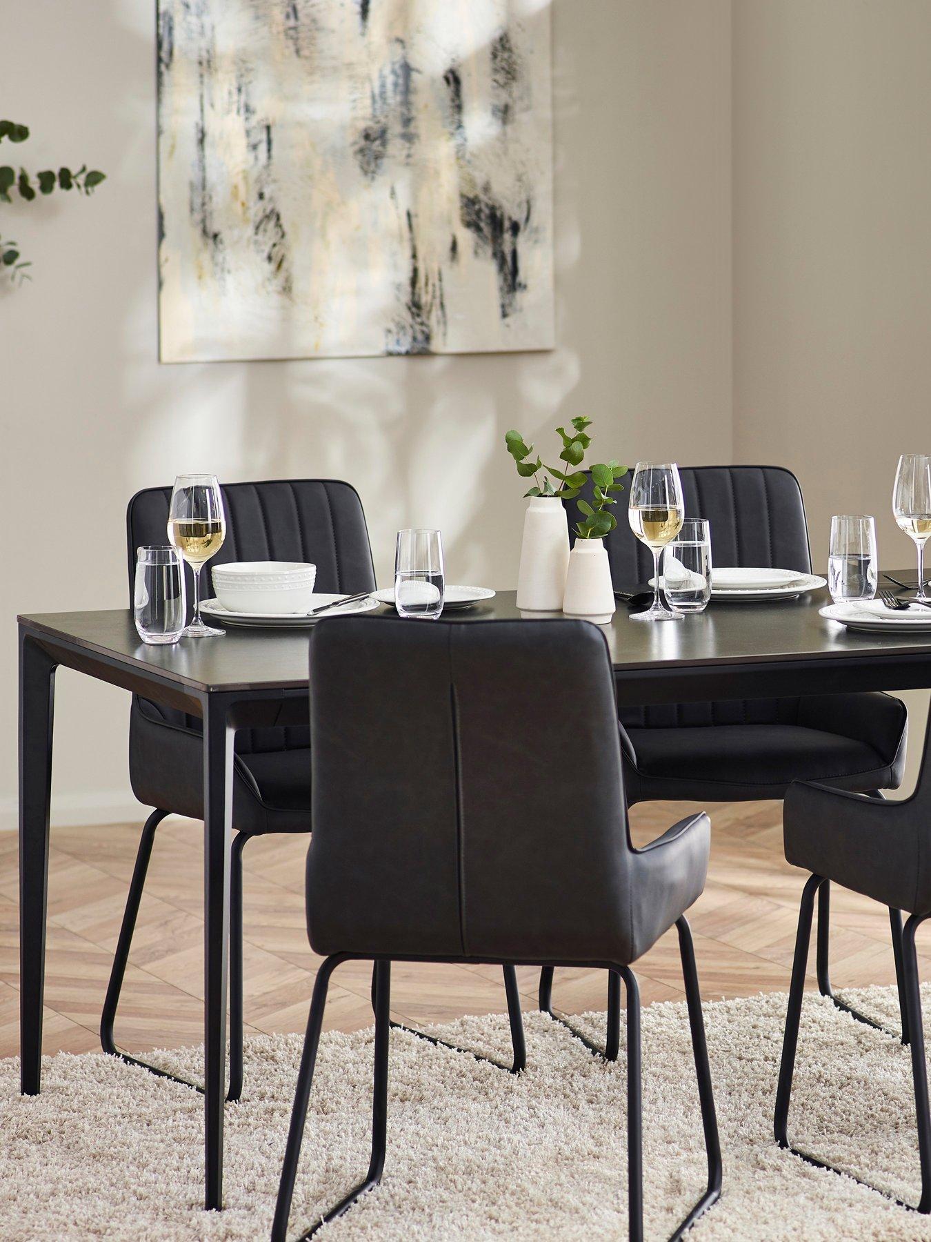 Product photograph of Julian Bowen Miami Rectangular Stone Top Dining Table from very.co.uk