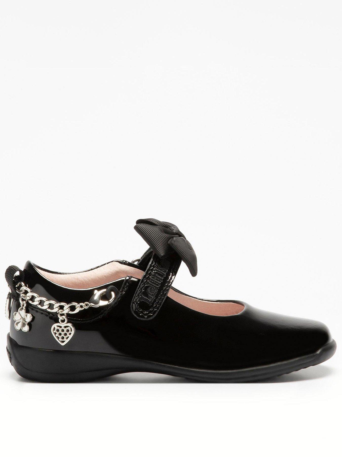 Lelli Kelly Alicia Bracelet Removeable Bow Patent School Shoe Black Very