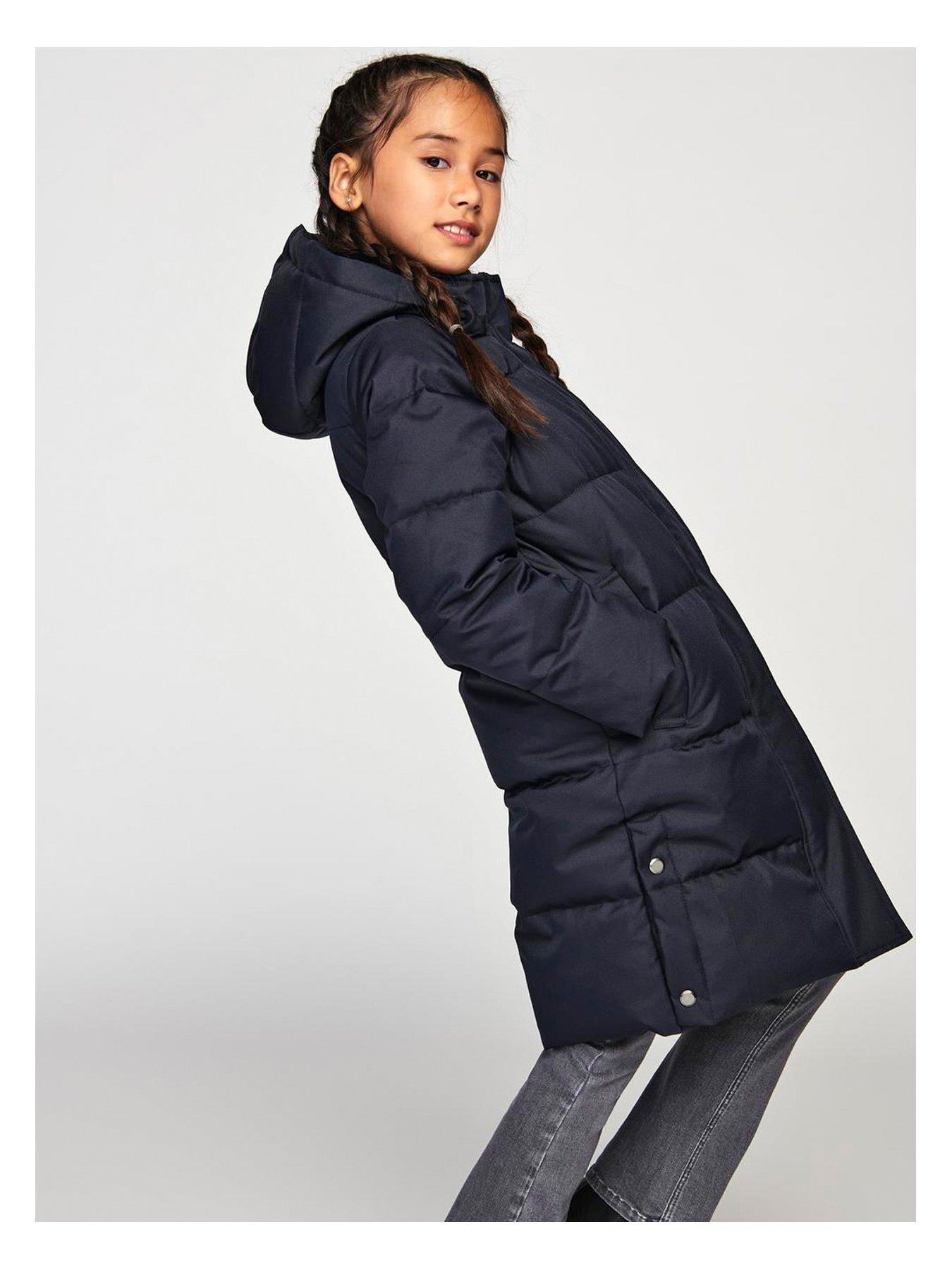 Girls Irene Long Padded Coat Navy