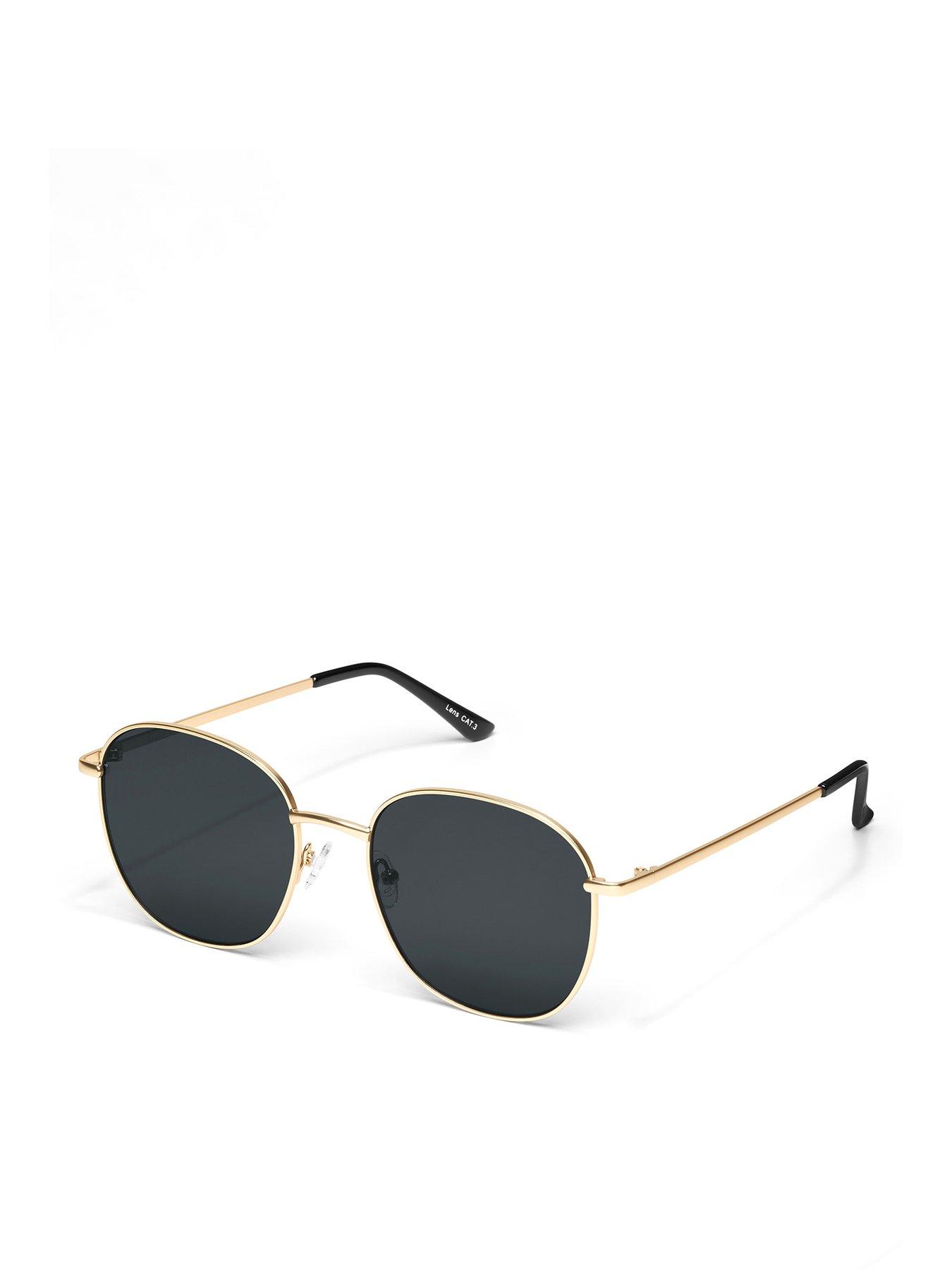 QUAY AUSTRALIA Jezabell Round Aviator Sunglasses - Gold